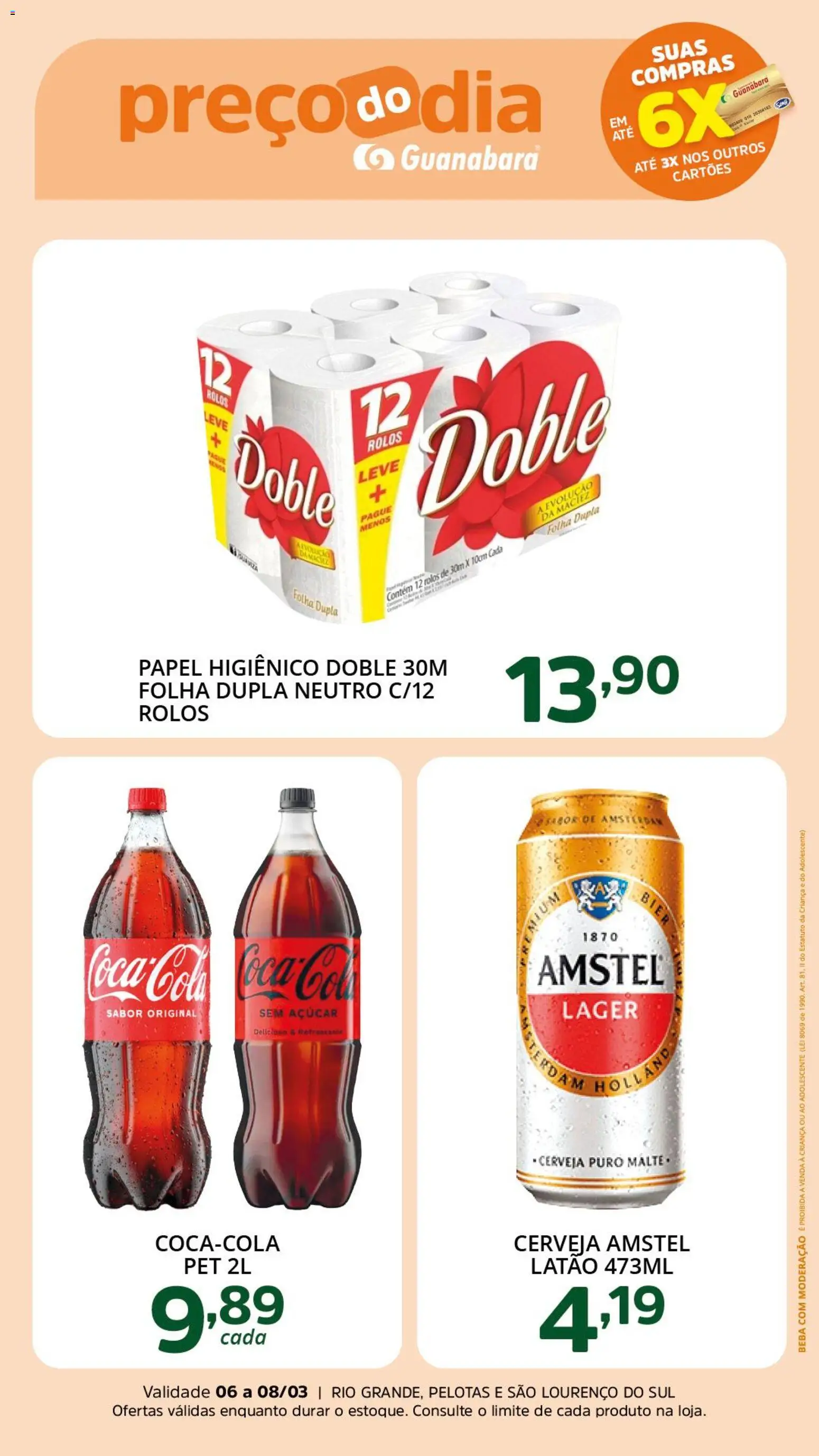 Supermercado Guanabara Folheto - válido de 06.03.2026 | Página: 2 | Produtos: Cerveja, Açúcar, Papel higiênico