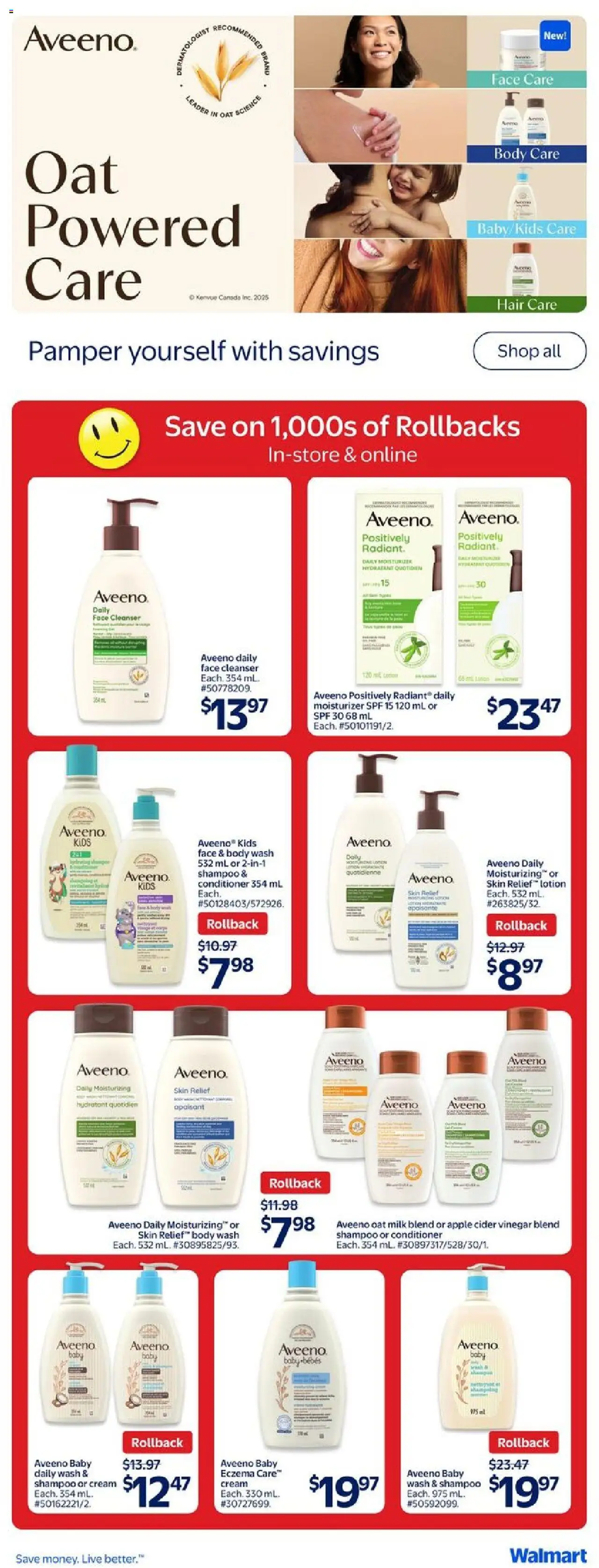 Walmart flyer valid from 21.08.2025 | Page: 15 | Products: Cream, Shampoo, Body wash, Milk