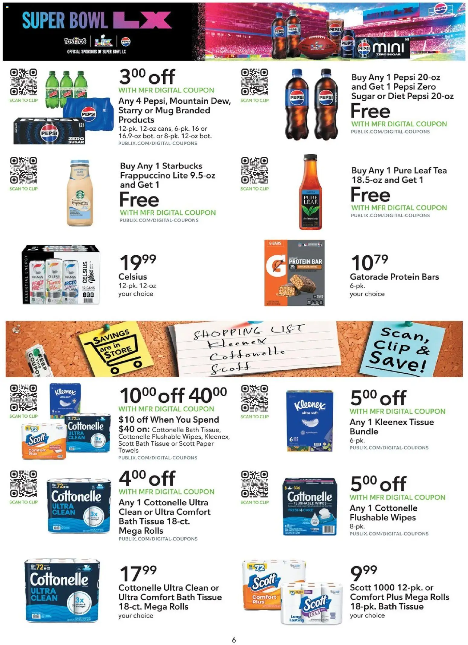 Publix Extra Savings - valid from 10.01.2026 | Page: 6 | Products: Clip, Bath, Sugar, Peach