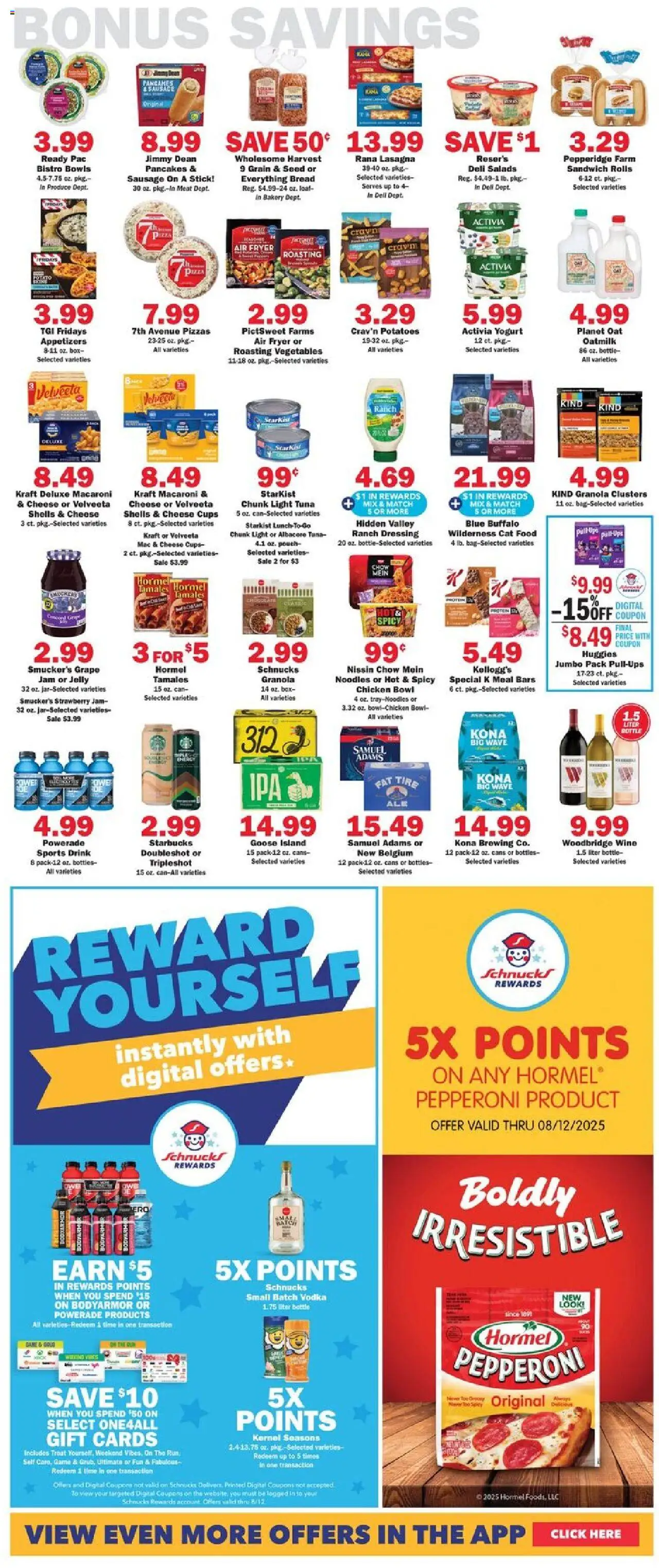 Schnucks Weekly Ad - valid from 06.08.2025 | Page: 5 | Products: Bakery, Noodles, Sausage, Game