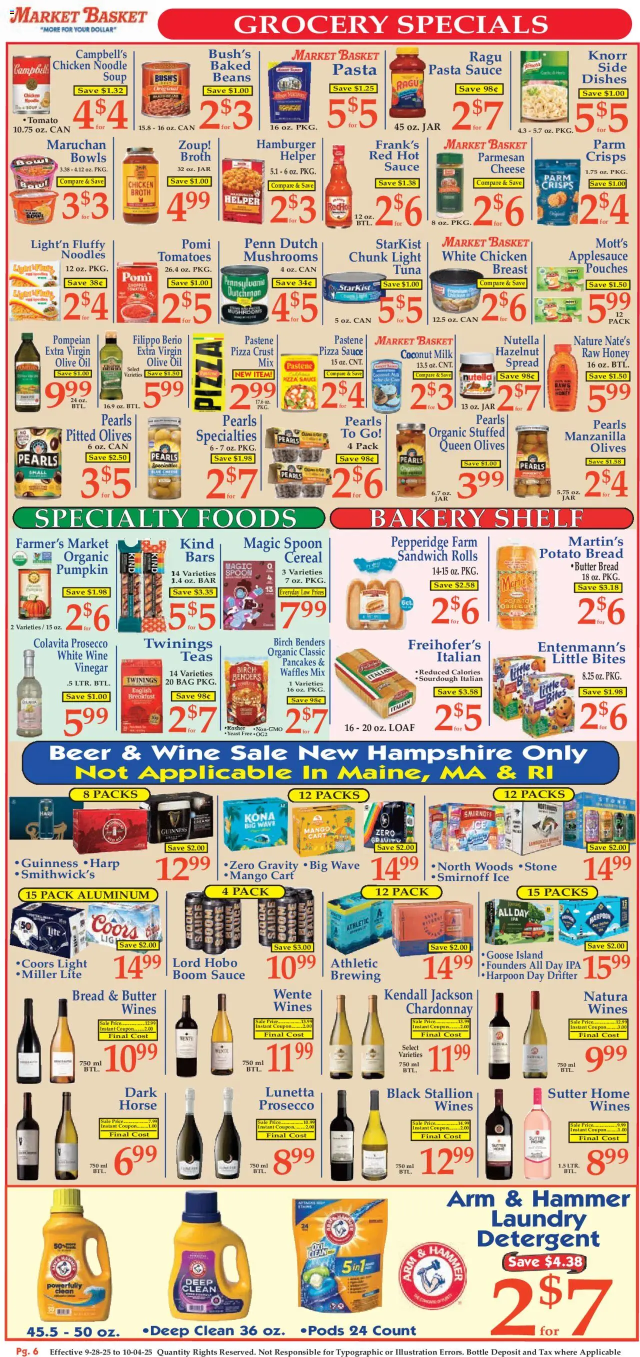 Market Basket Ad - valid from 28.09.2025 | Page: 6 | Products: Vinegar, Milk, Pizza, Noodles