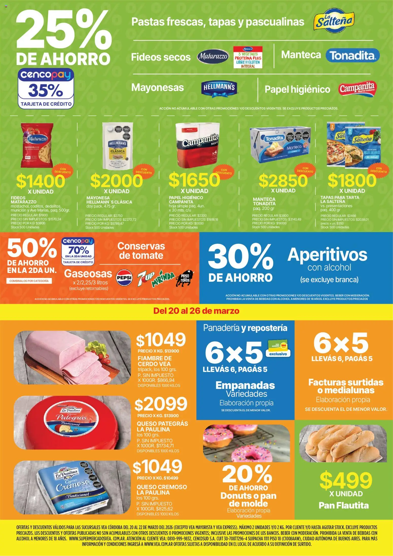 Vea - Ofertas fin de semana | Córdoba │ válido desde el 20.03.2026 | Página: 2 | Productos: Papel higiénico, Molde, Queso, Pan