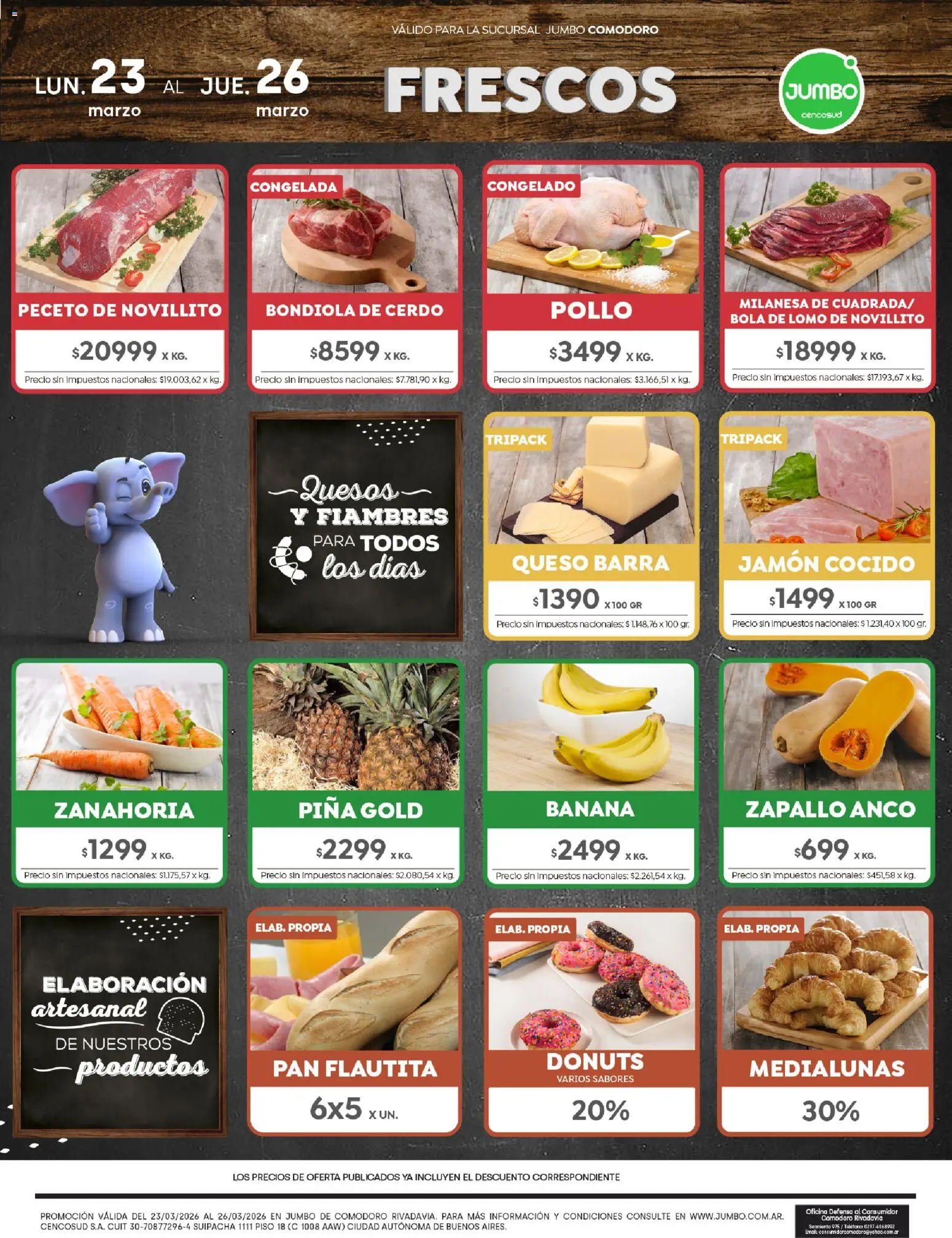 Jumbo - Ofertas | Comodoro │ válido desde el 23.03.2026 | Página: 1 | Productos: Teléfono, Banana, Pan, Zanahoria