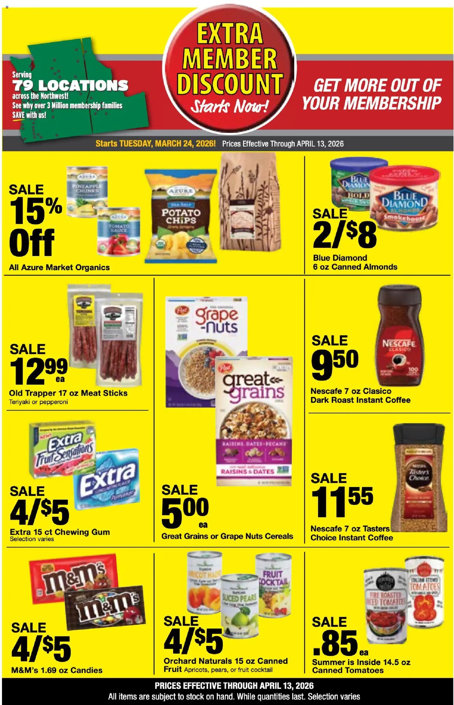 Bi-Mart Extra Membership Discount - valid from 24.03.2026 | Page: 13 | Products: Tomatoes, Chips, Nuts, Raisins