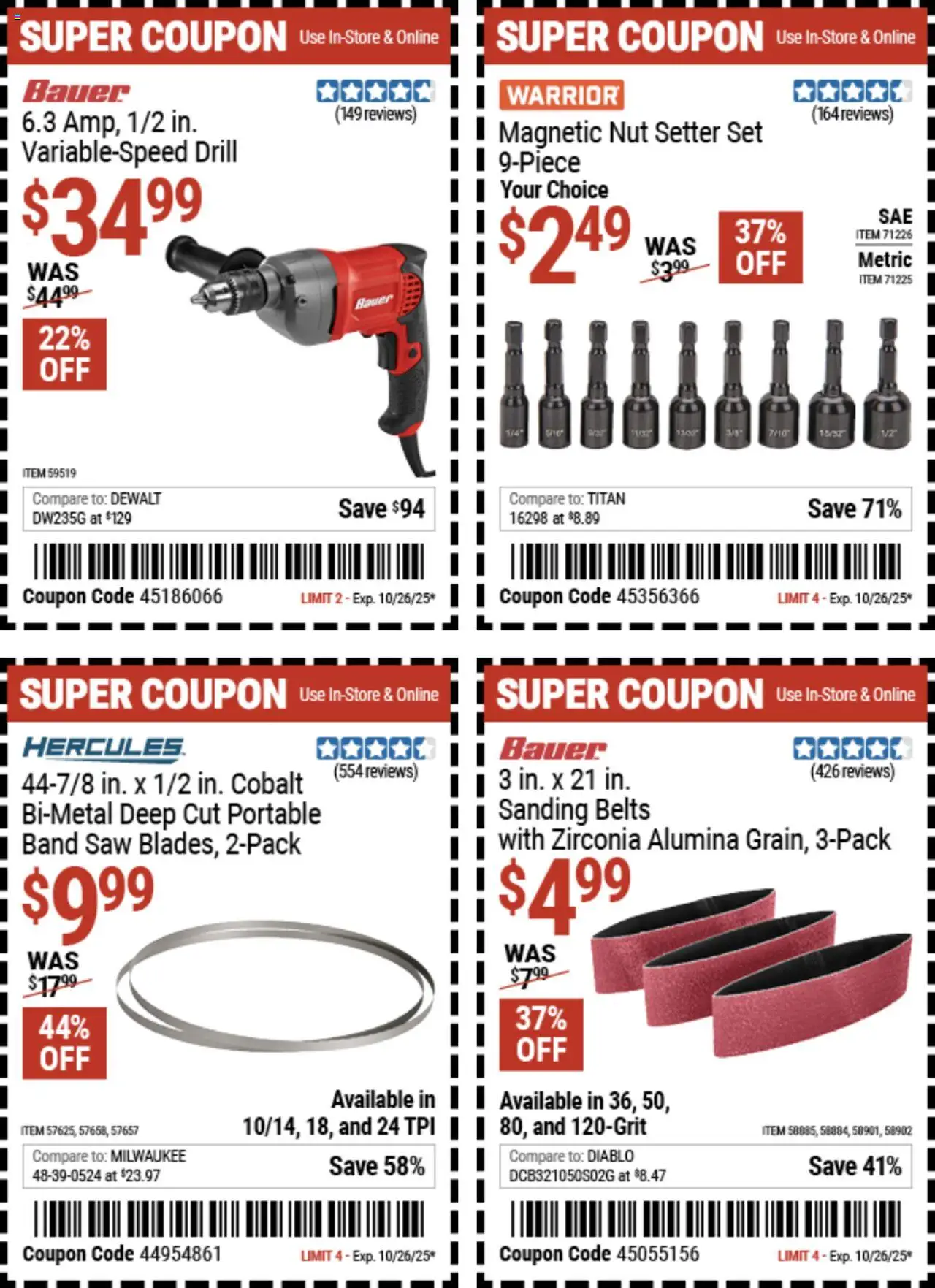 Harbor Freight Coupon Deals - valid from 13.10.2025 | Page: 16 | Products: Saw, Band Saw, Nut Setter