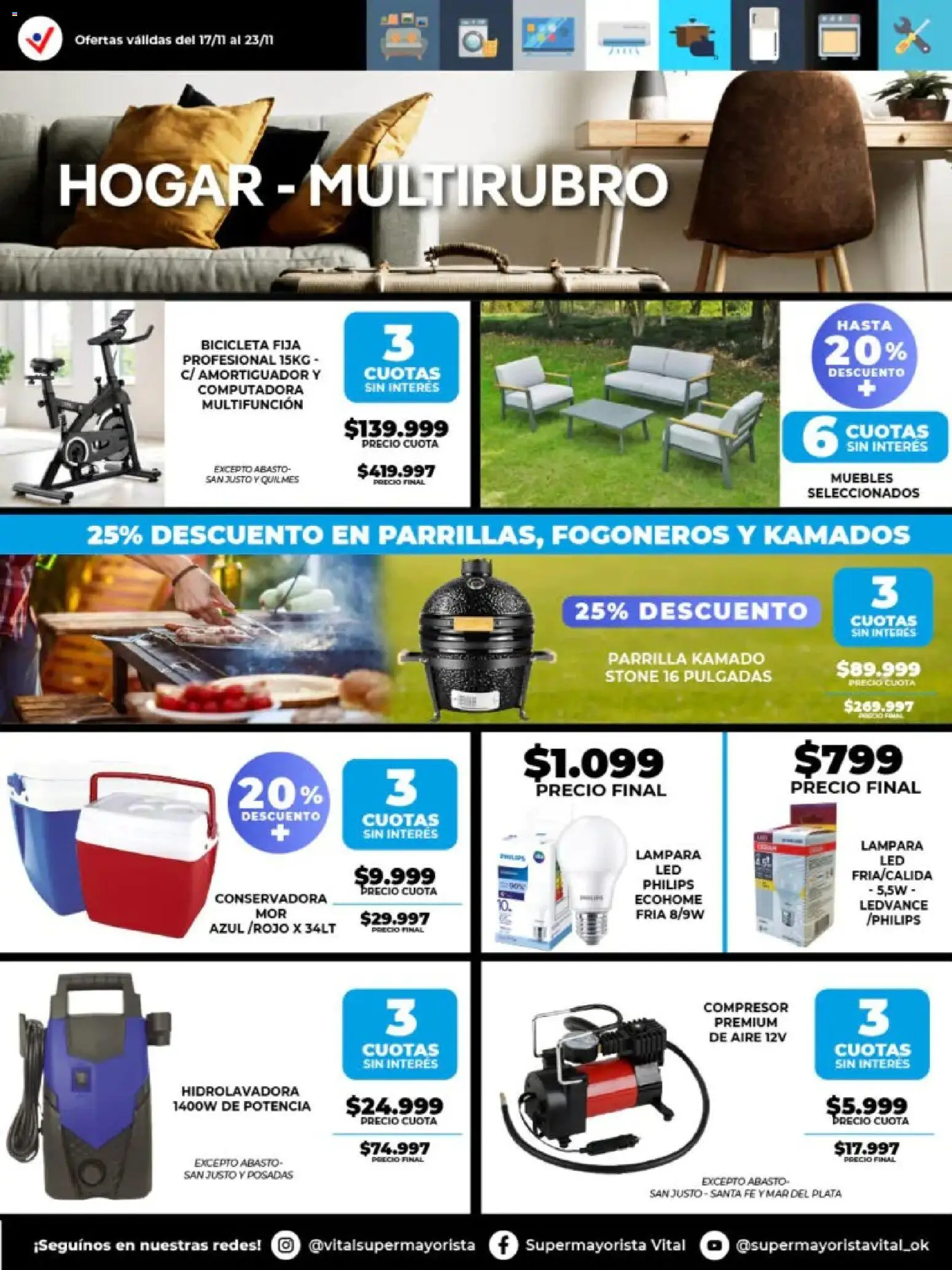 Vital - Especial de nonfood - Abasto │ válido desde el 17.11.2025 | Página: 4 | Productos: Conservadora, Bicicleta fija, Parrilla, Lámpara