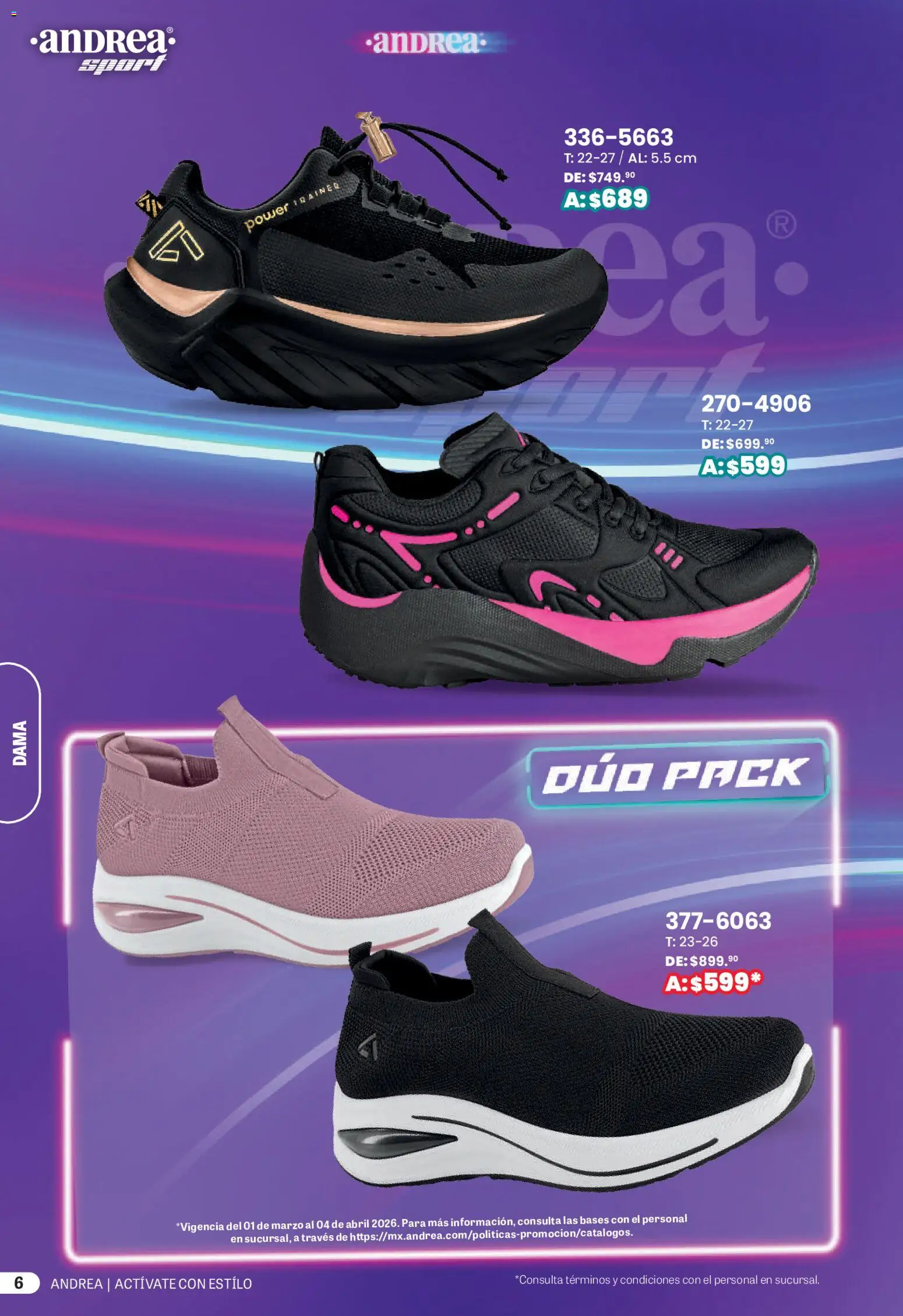 Nuevas ofertas de Andrea válidas en toda la República Mexicana desde el 01.03.2026. ¡Encuentra las mejores ofertas en Andrea catálogo Actívate con estillo! | Página: 6