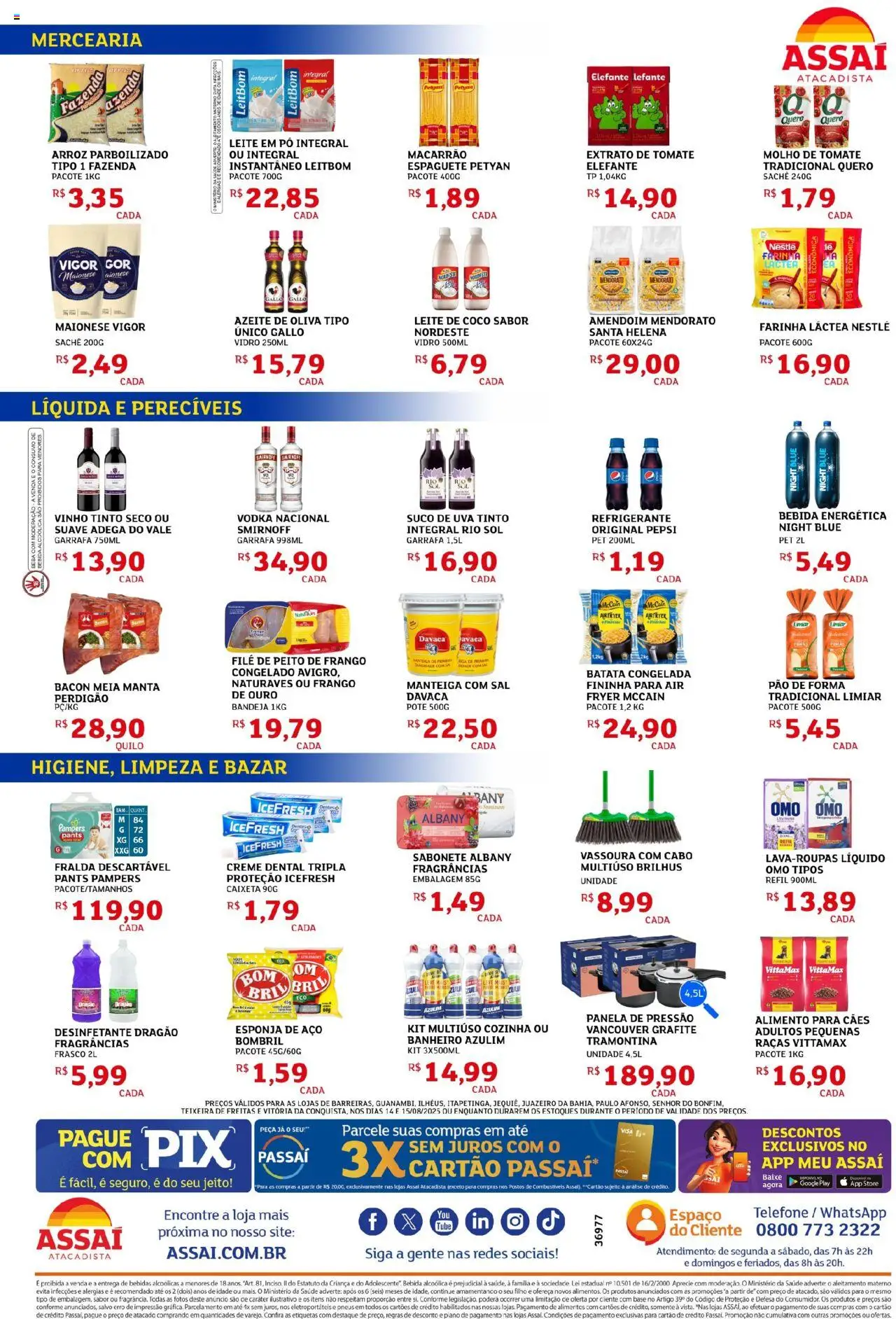 Assaí Atacadista Folheto - válido de 14.08.2025 | Página: 2 | Produtos: Farinha láctea, Panela de pressão, Frango, Peito de frango