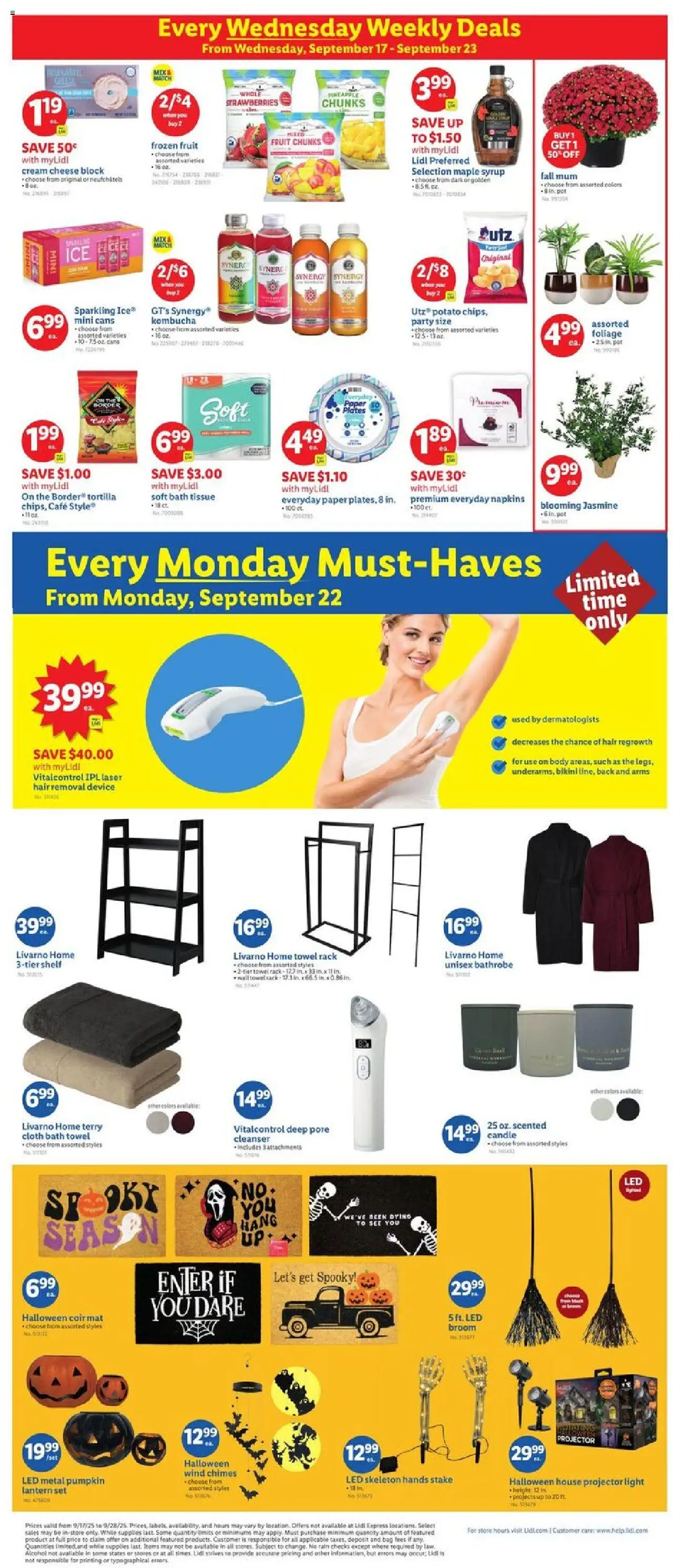 Lidl Weekly Ad - NC - valid from 17.09.2025 | Page: 2 | Products: Shelf, Cheese, Bathrobe, Projector