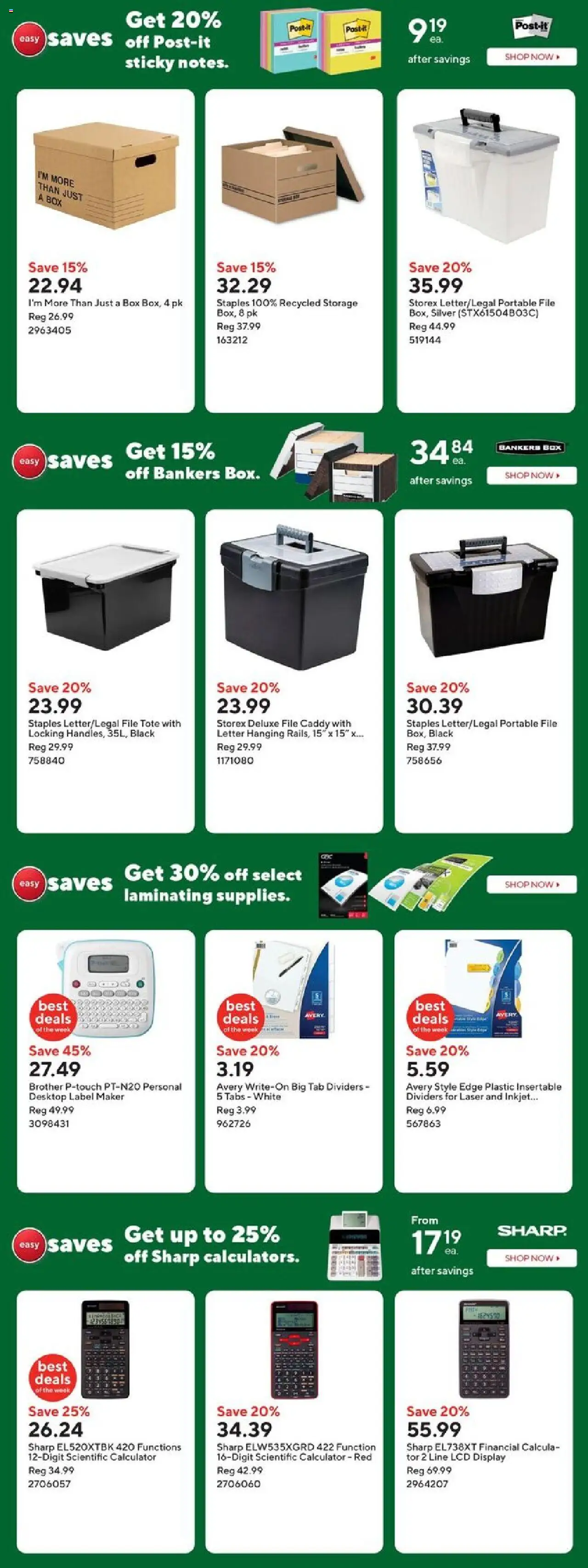 Staples flyer valid from 26.09.2025 | Page: 8 | Products: Calculator, Box