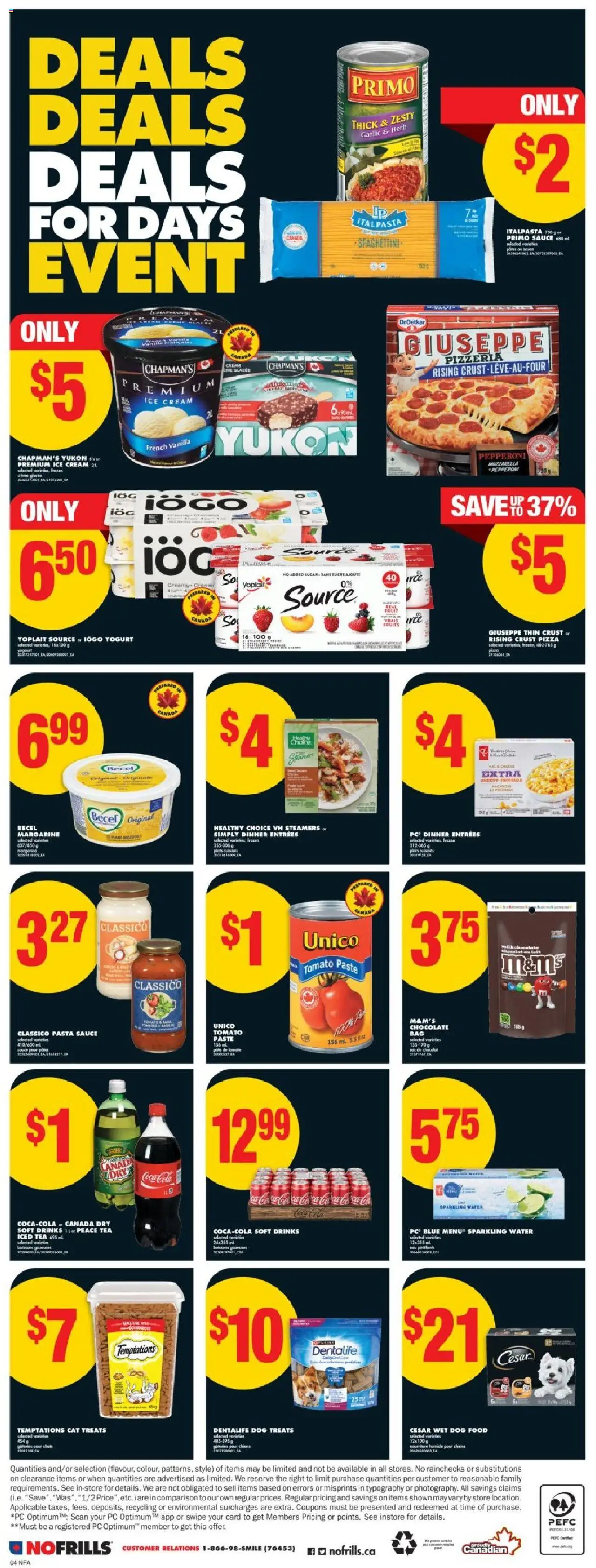 No Frills flyer valid from 16.10.2025 | Page: 4 | Products: Cream, Bag, Milk, Pizza