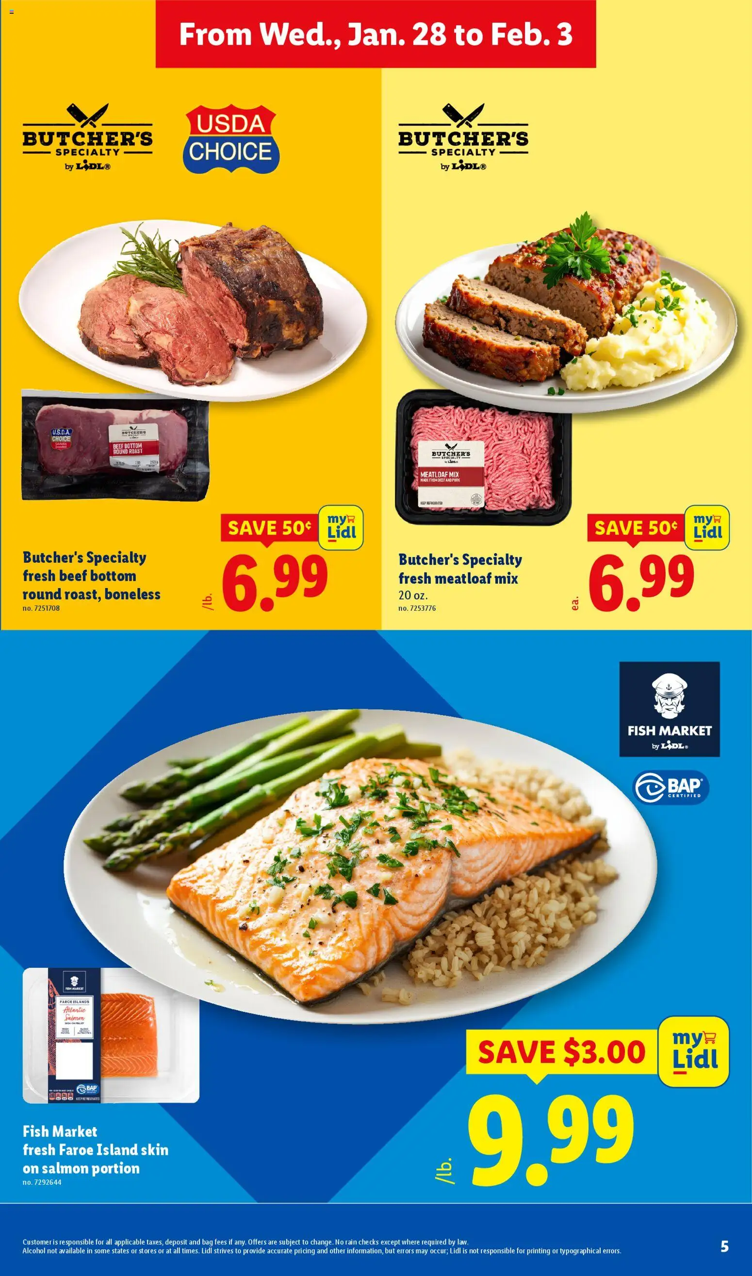 Lidl Weekly Ad - valid from 28.01.2026 | Page: 5 | Products: Fish, Beef, Bag