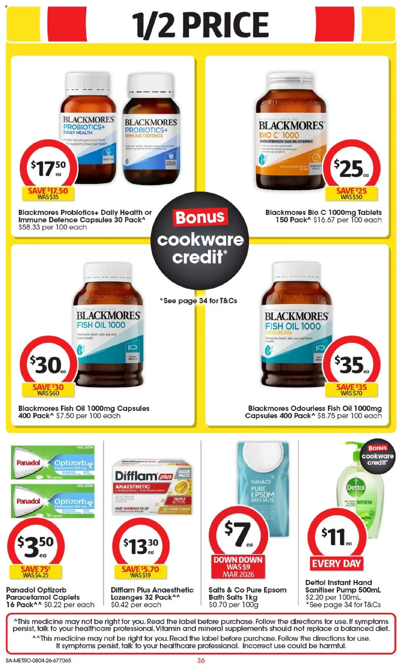 Coles catalogue - valid from 08.04.2026 | Page: 36 | Products: Honey, Fish oil, Tablets, Vitamin