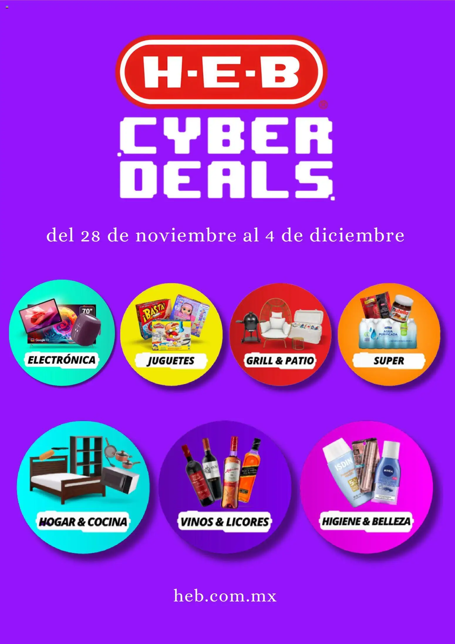 Nuevas ofertas de H-E-B válidas en toda la República Mexicana desde el 28.11.2025. ¡Encuentra las mejores ofertas en H-E-B Cyber Deals! | Página: 1 | Productos: Agua, Cocina