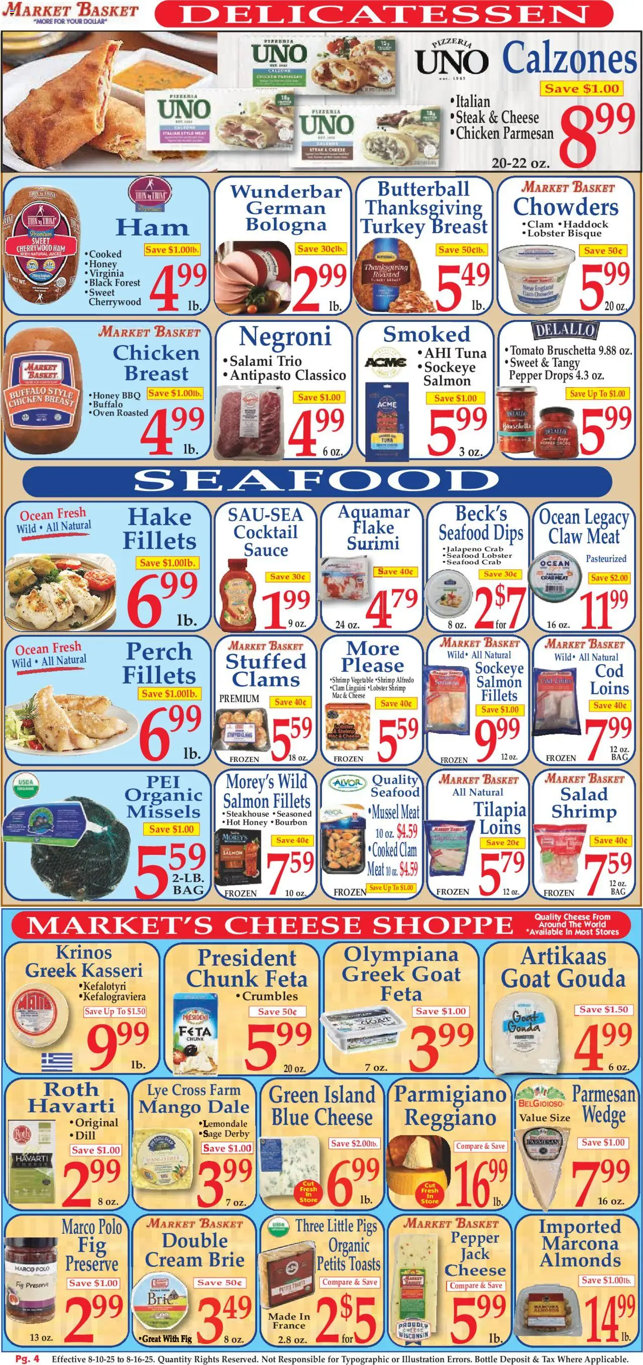 Market Basket Ad - valid from 10.08.2025 | Page: 4 | Products: Cheese, Cream, Salad, Mango