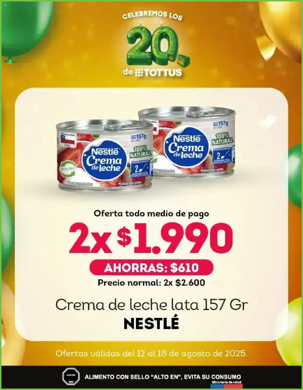 Tottus ofertas  │ válido desde el 12.08.2025 | Página: 5 | Productos: Leche, Crema de leche, Crema