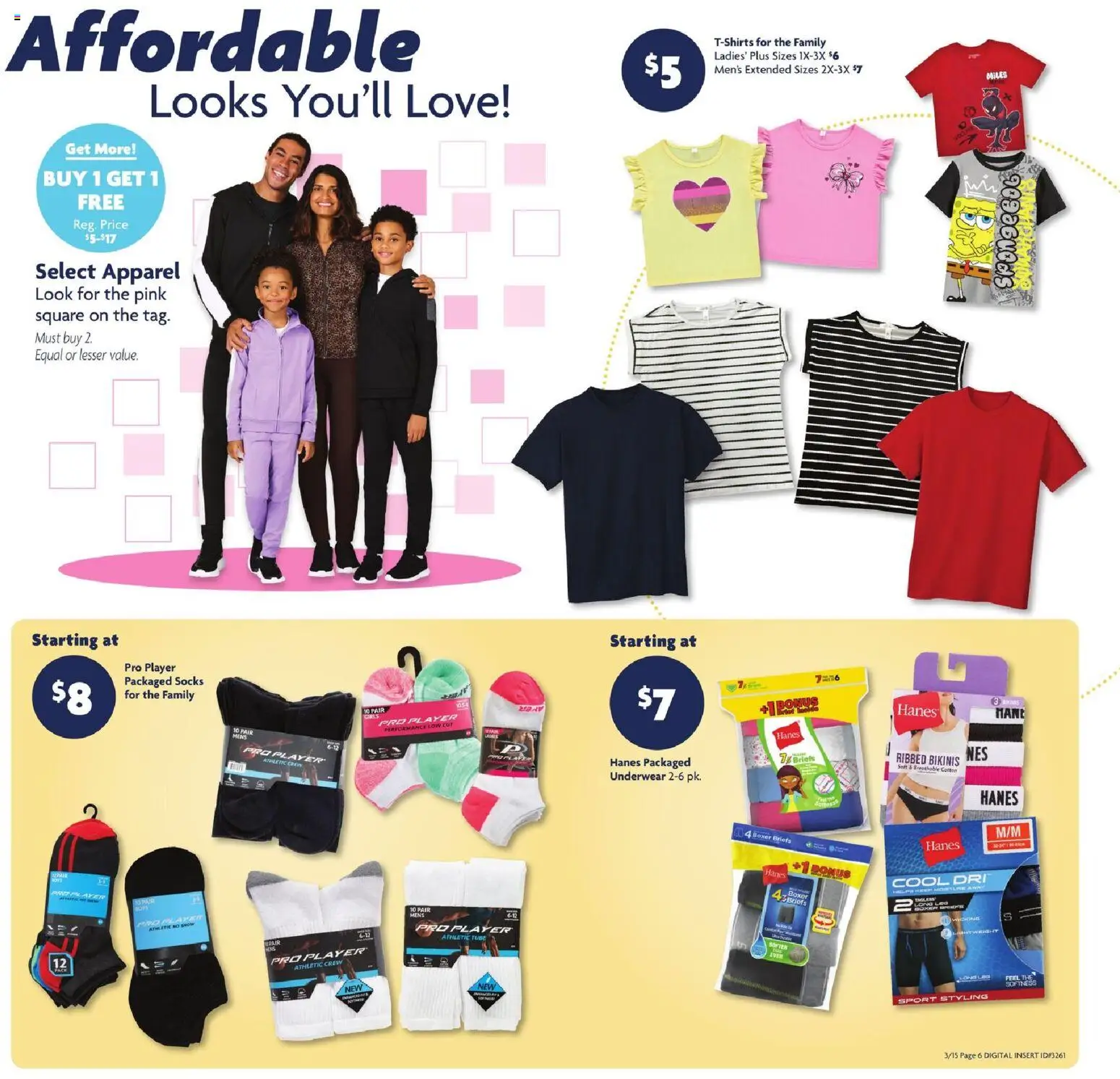 Family Dollar Current Ad - TX - valid from 15.03.2026 | Page: 8 | Products: Underwear, Socks, Briefs, Player