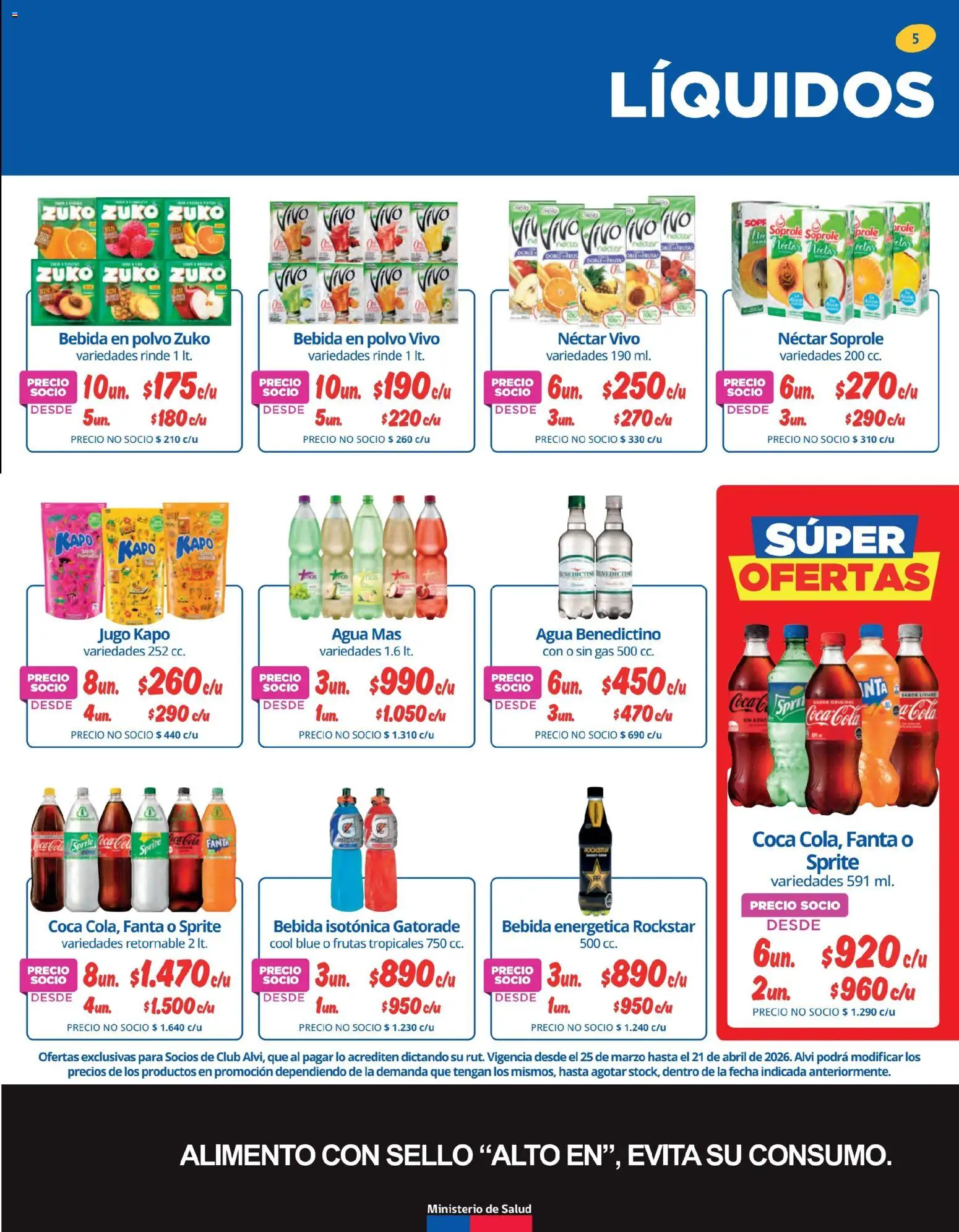 Alvi ofertas  │ válido desde el 25.03.2026 | Página: 5 | Productos: Agua, Polvo, Jugo