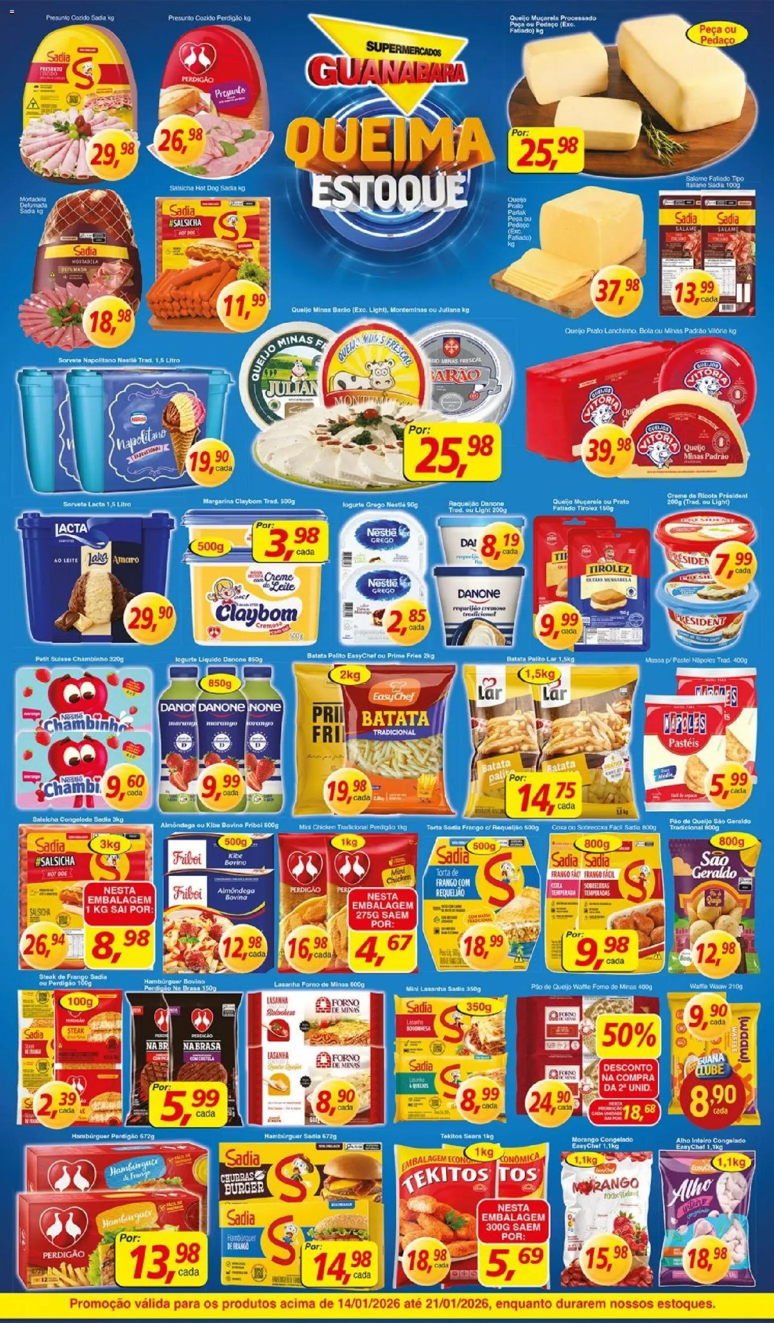 Supermercados Guanabara Folheto - válido de 14.01.2026 | Página: 4 | Produtos: Alho, Leite, Lasanha, Mussarela
