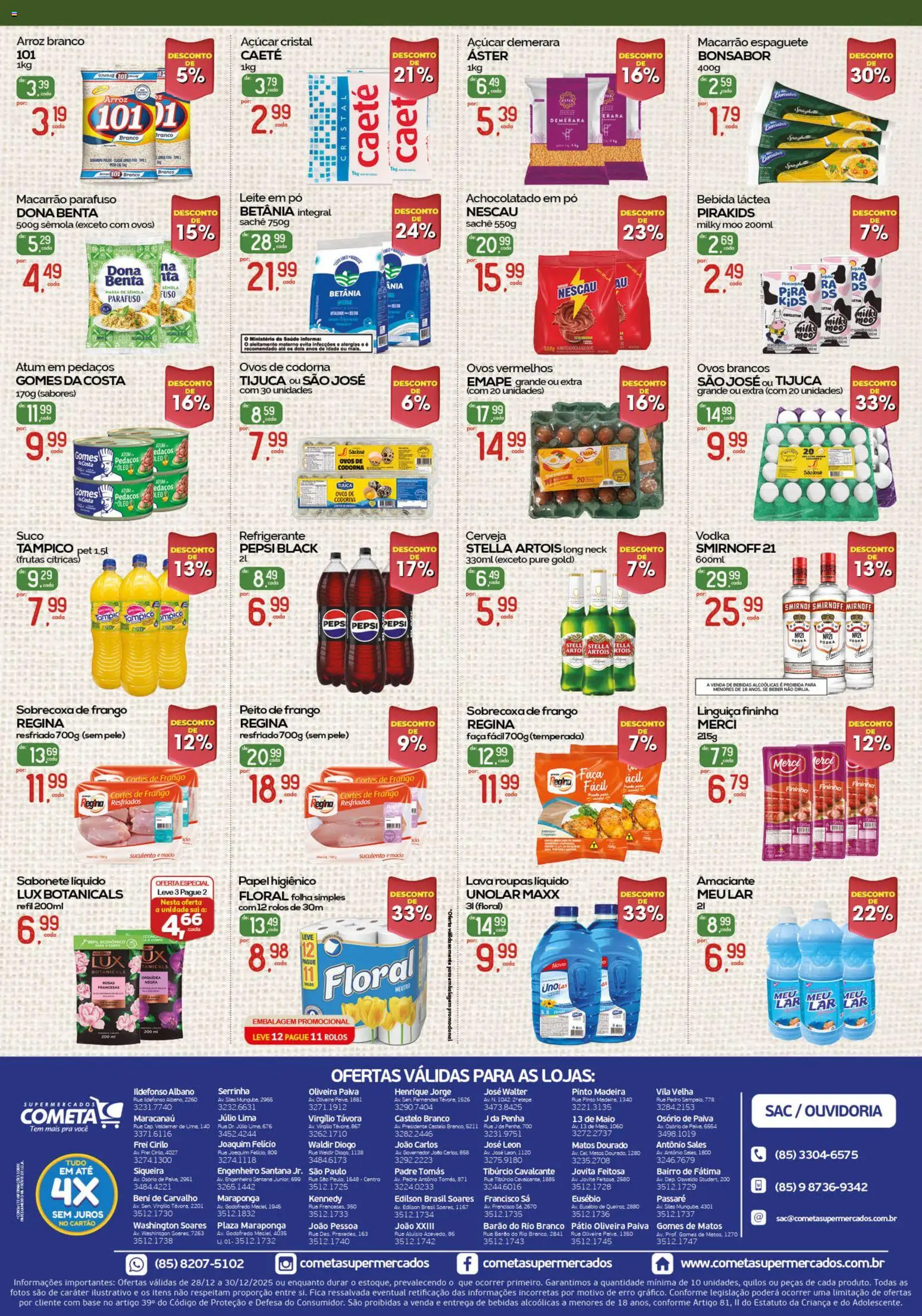 Cometa Supermercados Folheto - válido de 28.12.2025 | Página: 2 | Produtos: Achocolatado, Ovos, Açúcar, Refrigerante