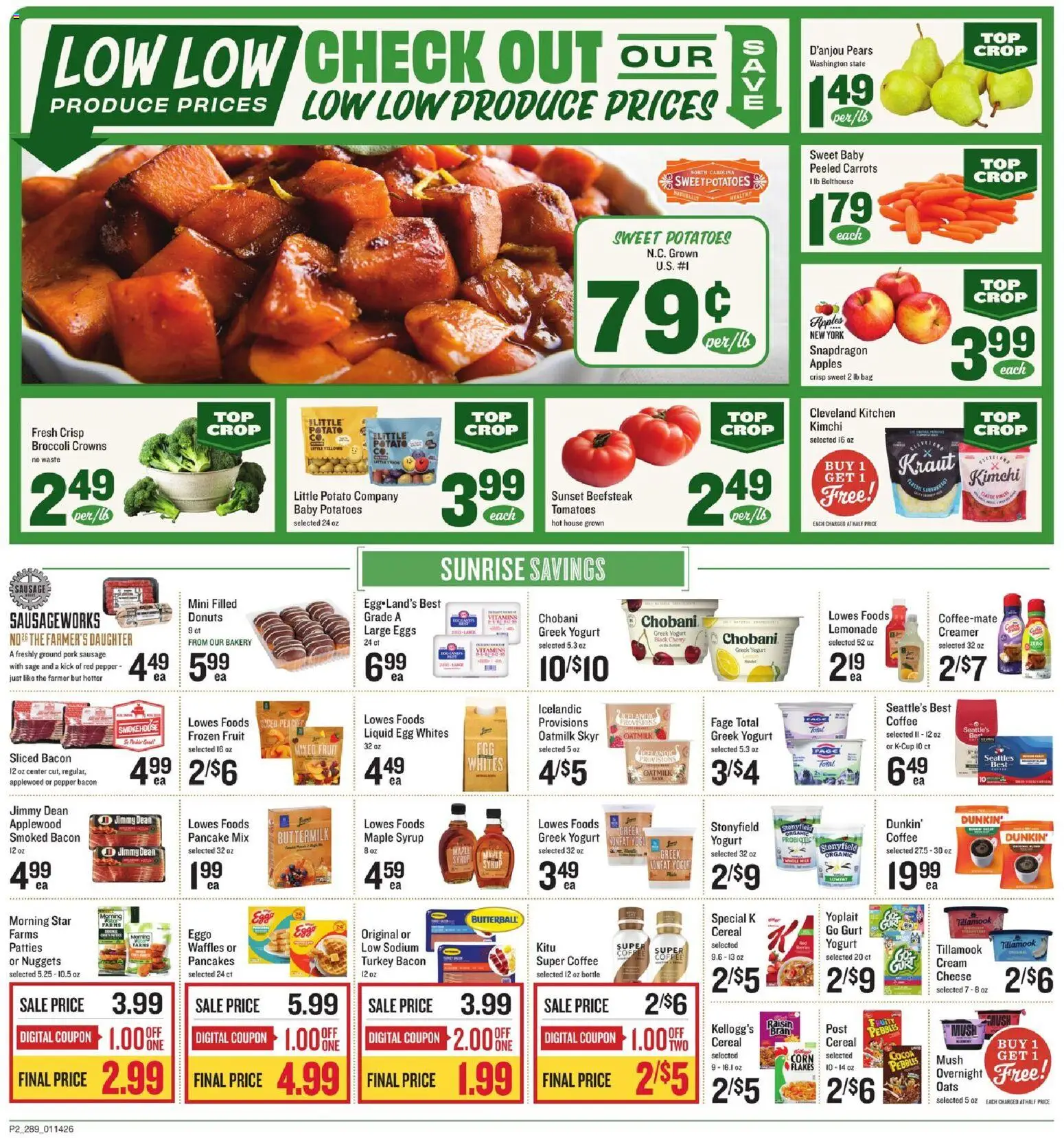 Lowes Foods Weekly Ad - GA - valid from 14.01.2026 | Page: 2 | Products: Crowns, Apples, Potatoes, Sausage