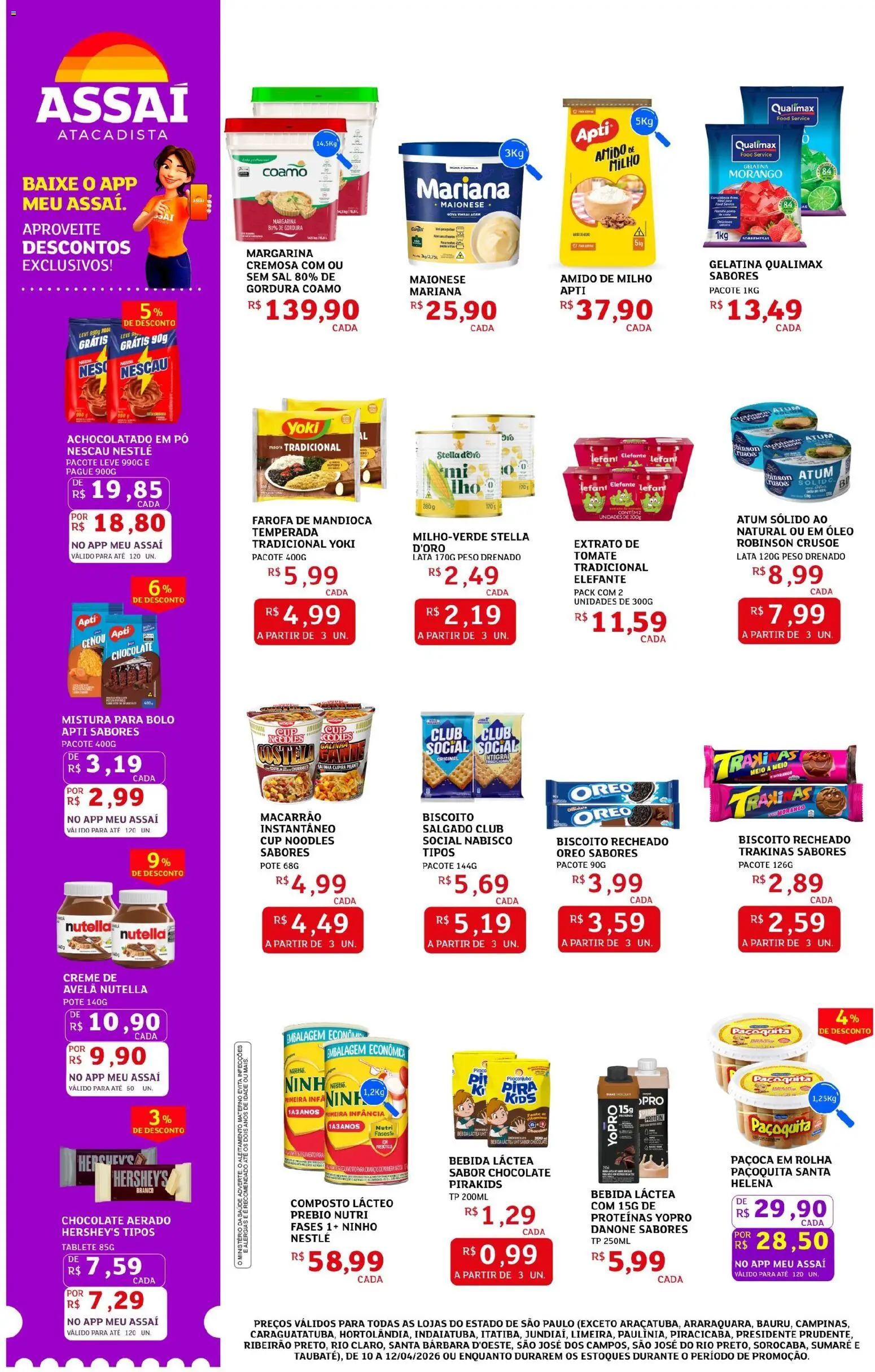 Assaí Atacadista Folheto - válido de 10.04.2026 | Página: 2 | Produtos: Chocolate, Macarrão, Sal, Gelatina