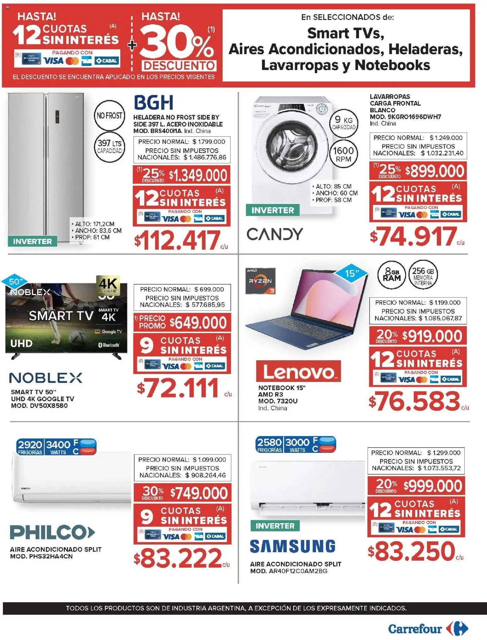 Carrefour ofertas │ válido desde el 18.02.2026 | Página: 28 | Productos: Aire acondicionado, Lavarropas, Heladera, Notebook