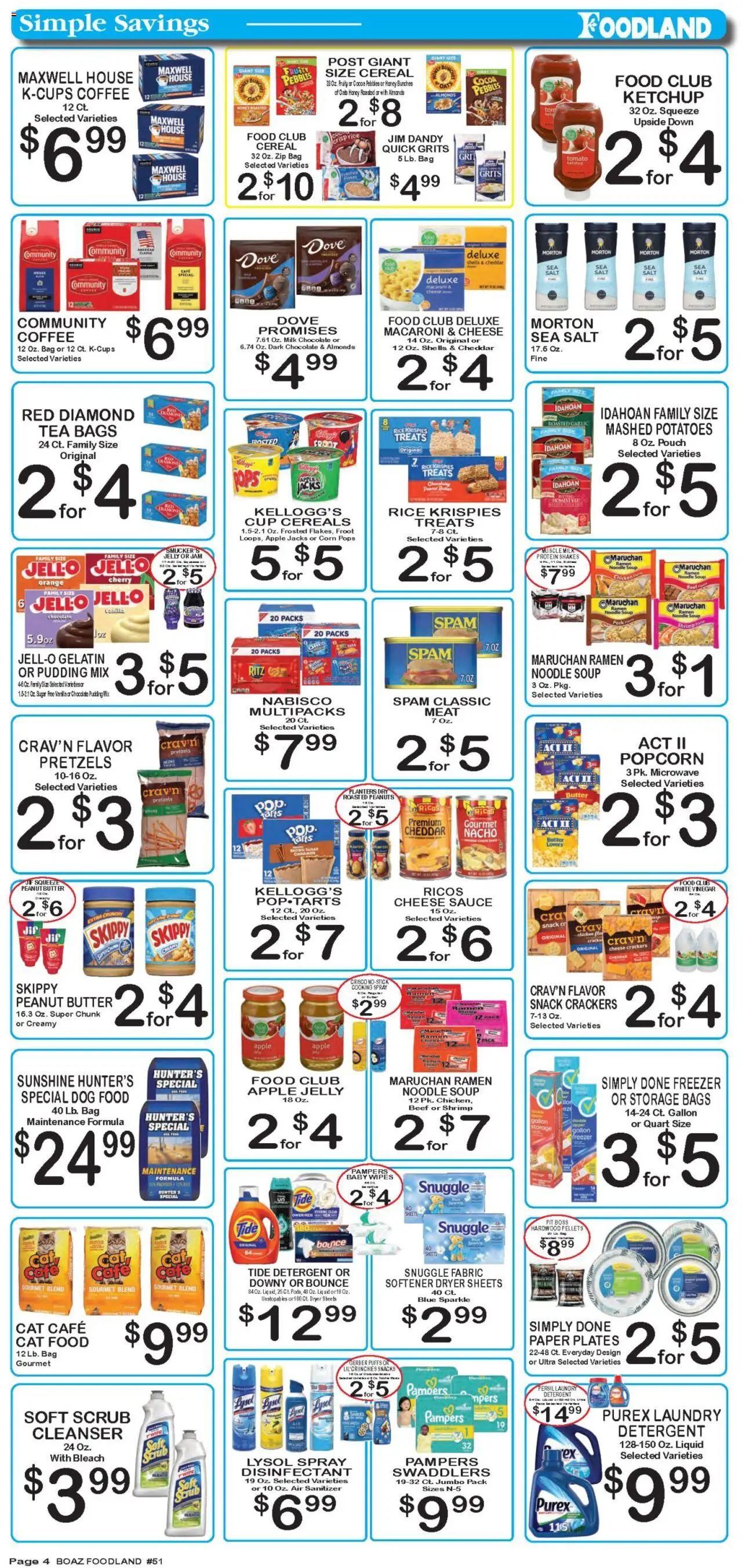 Foodland Weekly Ad - valid from 05.08.2025 | Page: 4 | Products: Corn, Detergent, Ketchup, Potatoes