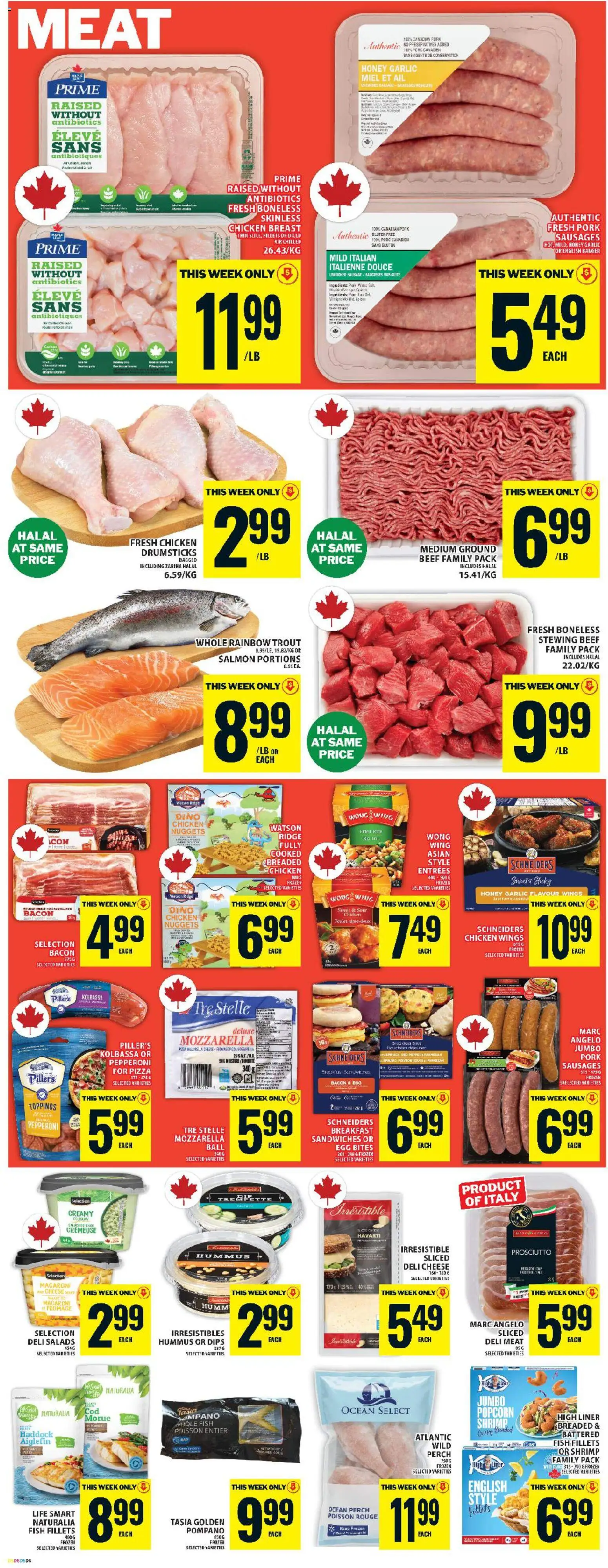 Food Basics flyer valid from 09.04.2026 | Page: 7 | Products: Beef, Chicken wings, Ridge, Pizza