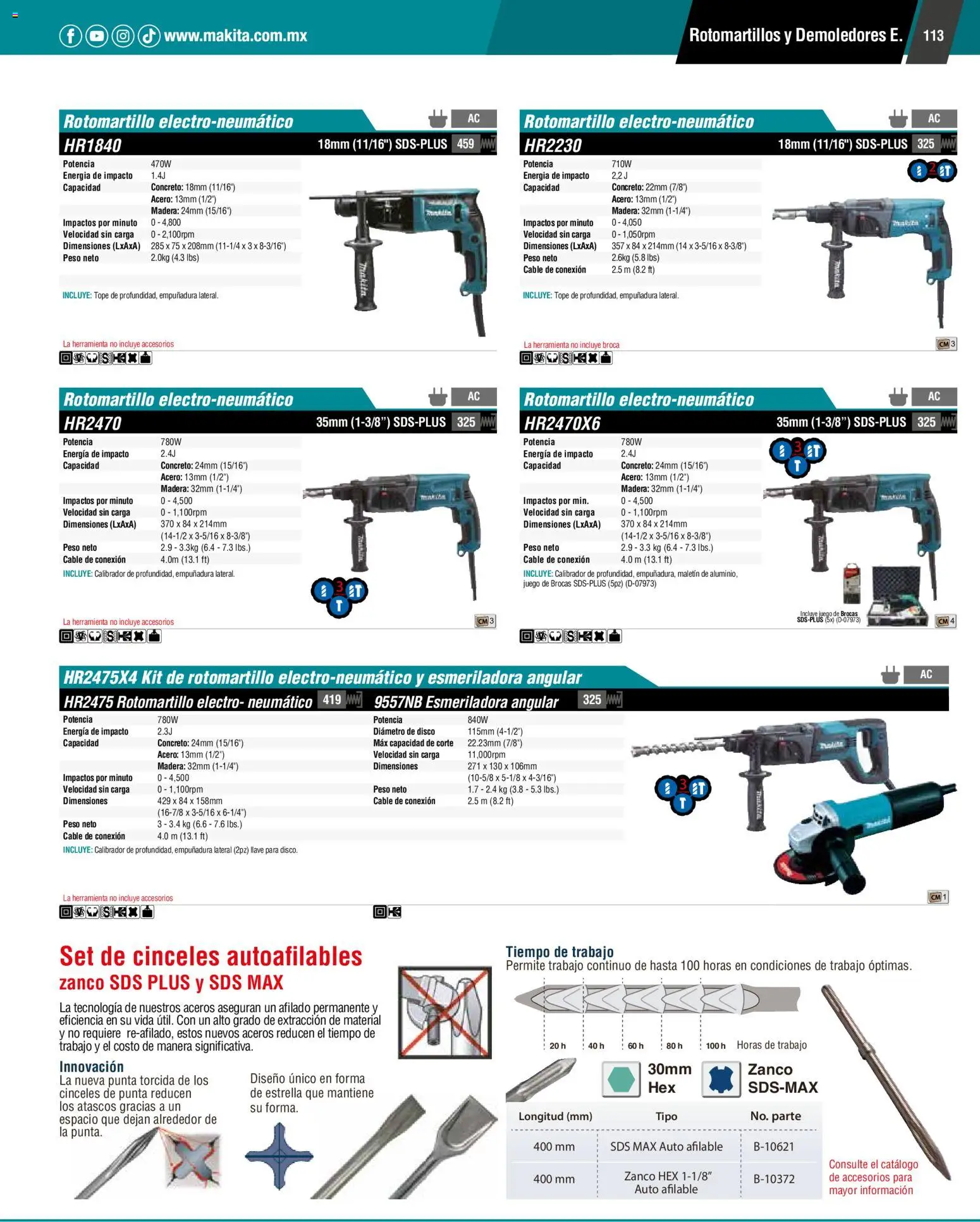 Nuevas ofertas de Makita válidas en toda la República Mexicana desde el 01.01.2024. ¡Encuentra las mejores ofertas en Makita catálogo General! | Página: 113 | Productos: Cable, Disco, Rotomartillo, Llave
