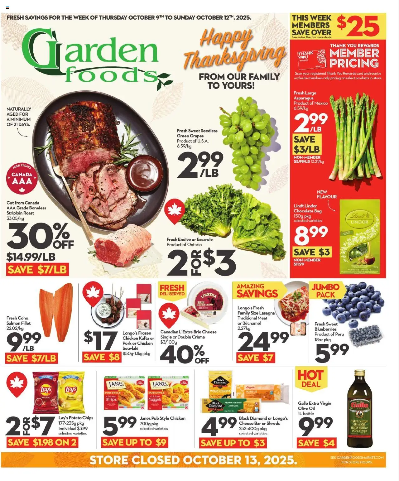 Longo's flyer valid from 09.10.2025 | Page: 1 | Products: Chips, Bag, Oil, Chicken