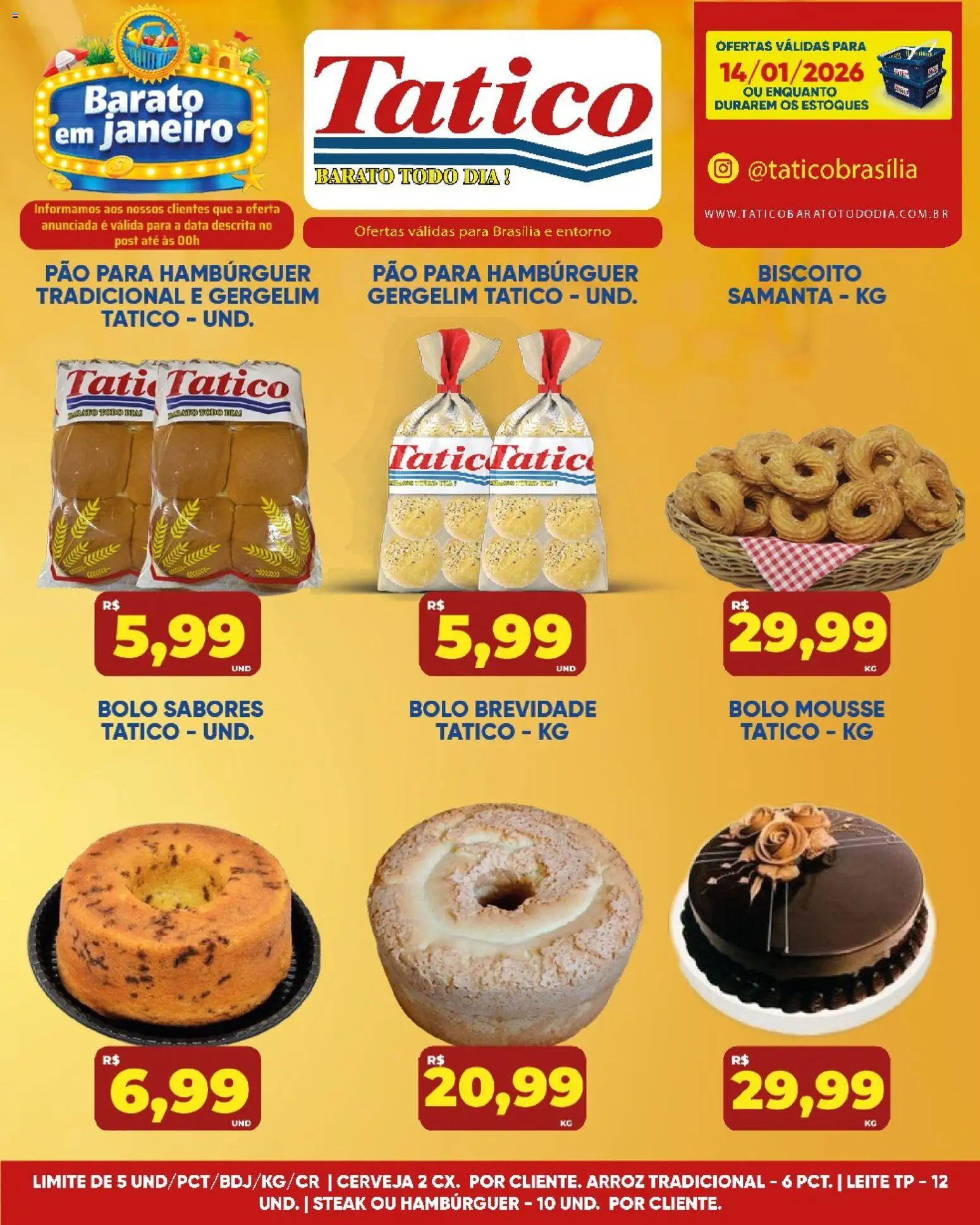 Tatico Folheto - válido de 14.01.2026 | Página: 8 | Produtos: Pão, Arroz, Bolo, Hambúrguer