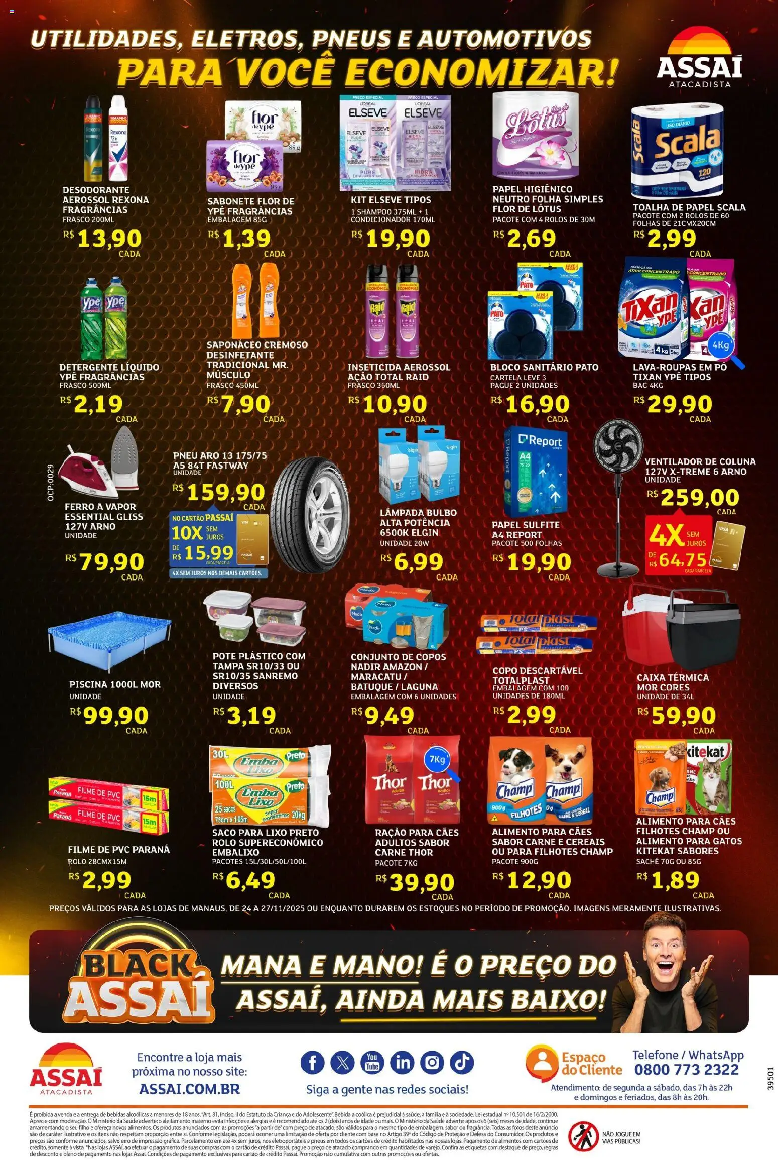 Assaí Atacadista Folheto - válido de 24.11.2025 | Página: 4 | Produtos: Shampoo, Ferro, Base, Copos