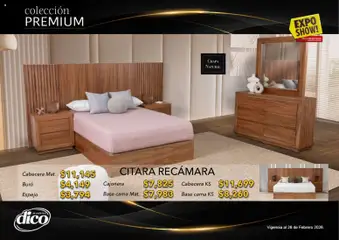 Vista previa de Muebles Dico catálogo Colección Premium, nuevo folleto de la tienda, válido en México a partir del 10.02.2026 | Página: 58 | Productos: Cabecera, Cama, Cajonera, Buró