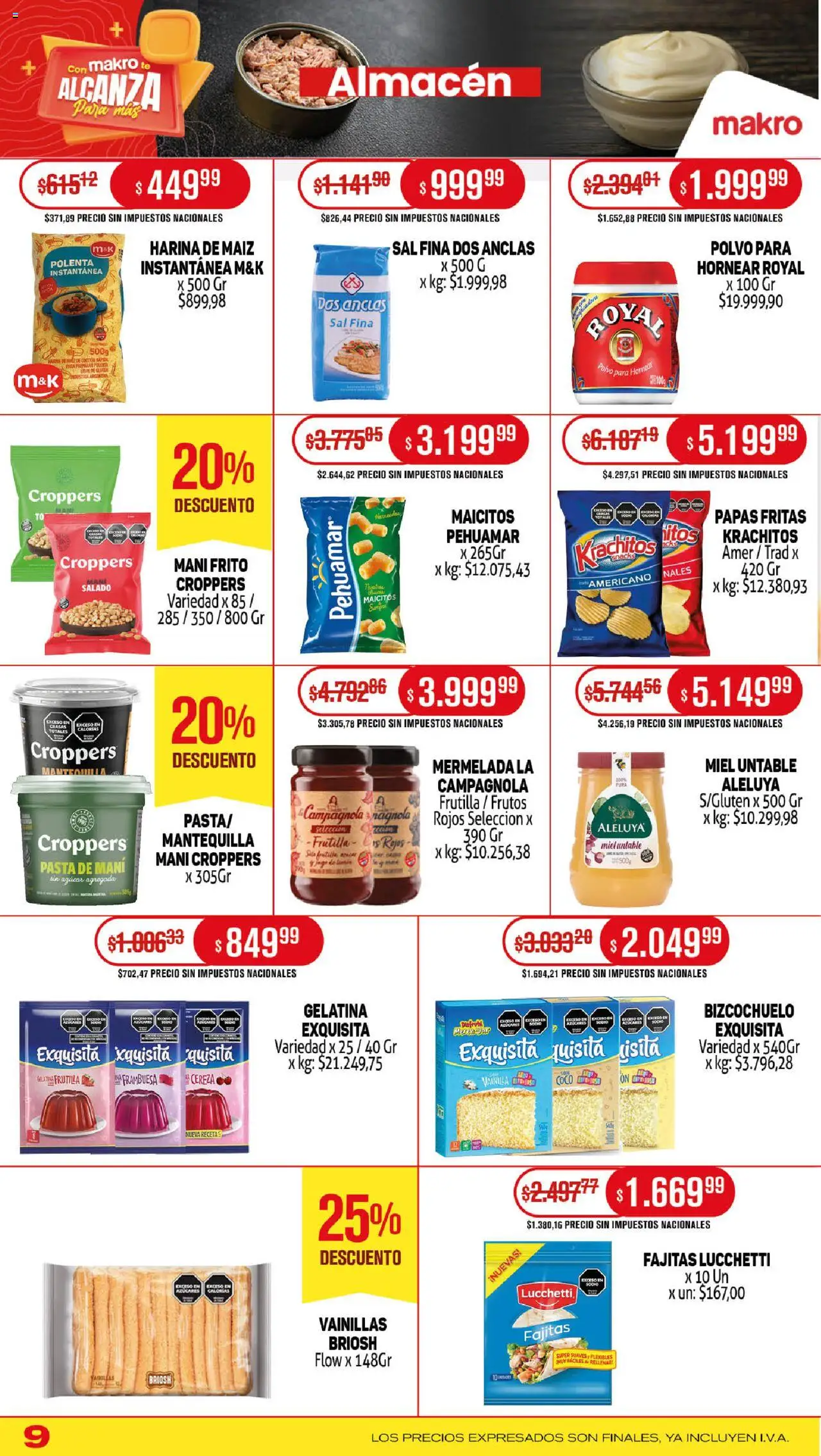Makro ofertas │ válido desde el 14.08.2025 | Página: 9 | Productos: Polvo, Sal, Polenta, Papas fritas