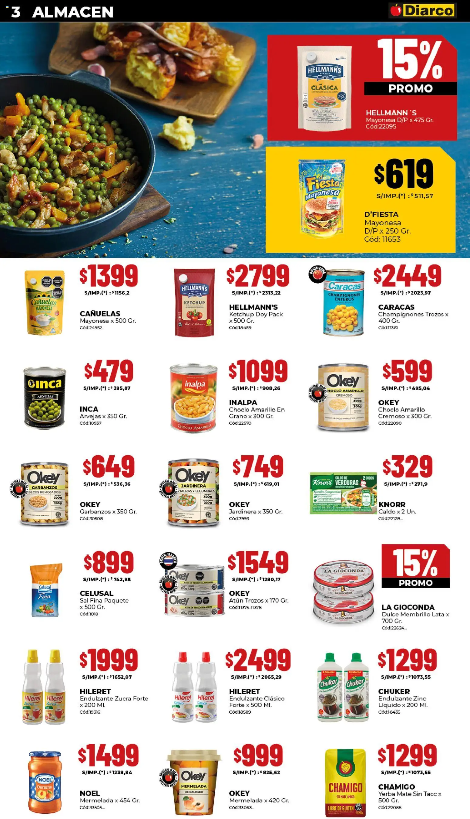 Diarco - Ofertas Interior │ válido desde el 27.10.2025 | Página: 3 | Productos: Ketchup, Garbanzos, Atún, Mermelada