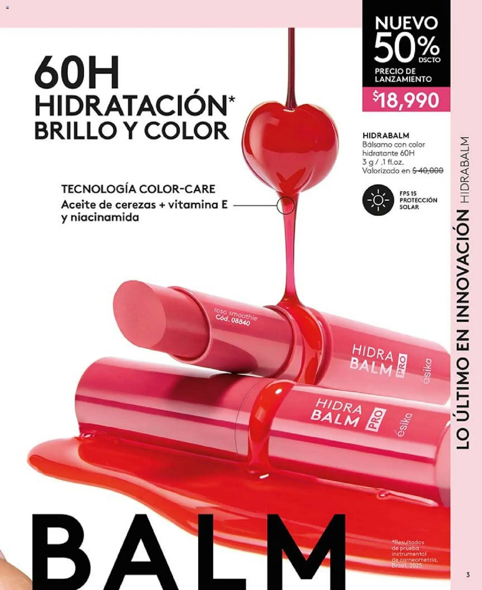 Ésika revista - valida desde el 01.04.2026 | Página: 3 | Productos: Bálsamo, Brillo, Cerezas, Aceite