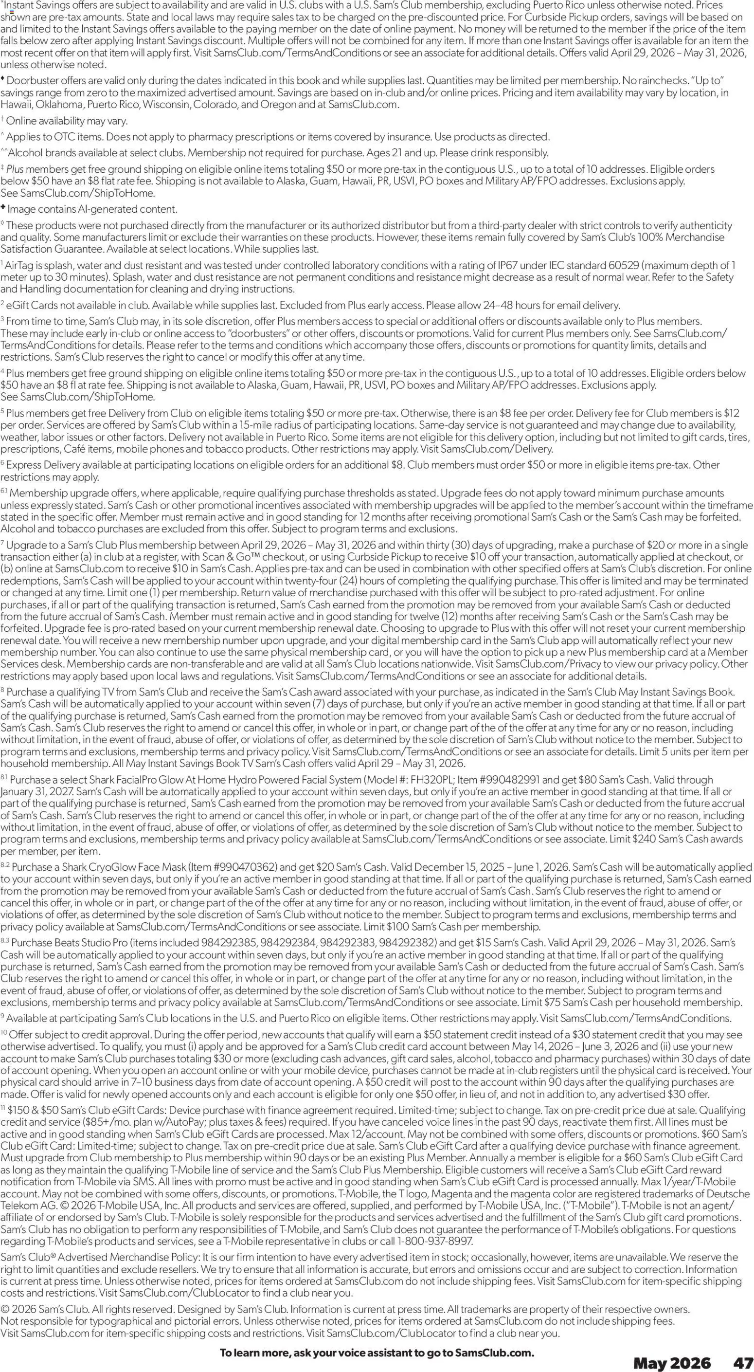 Sam's Club Weekly Ad - valid from 29.04.2026 | Page: 47 | Products: Press, Mask, Water, Date