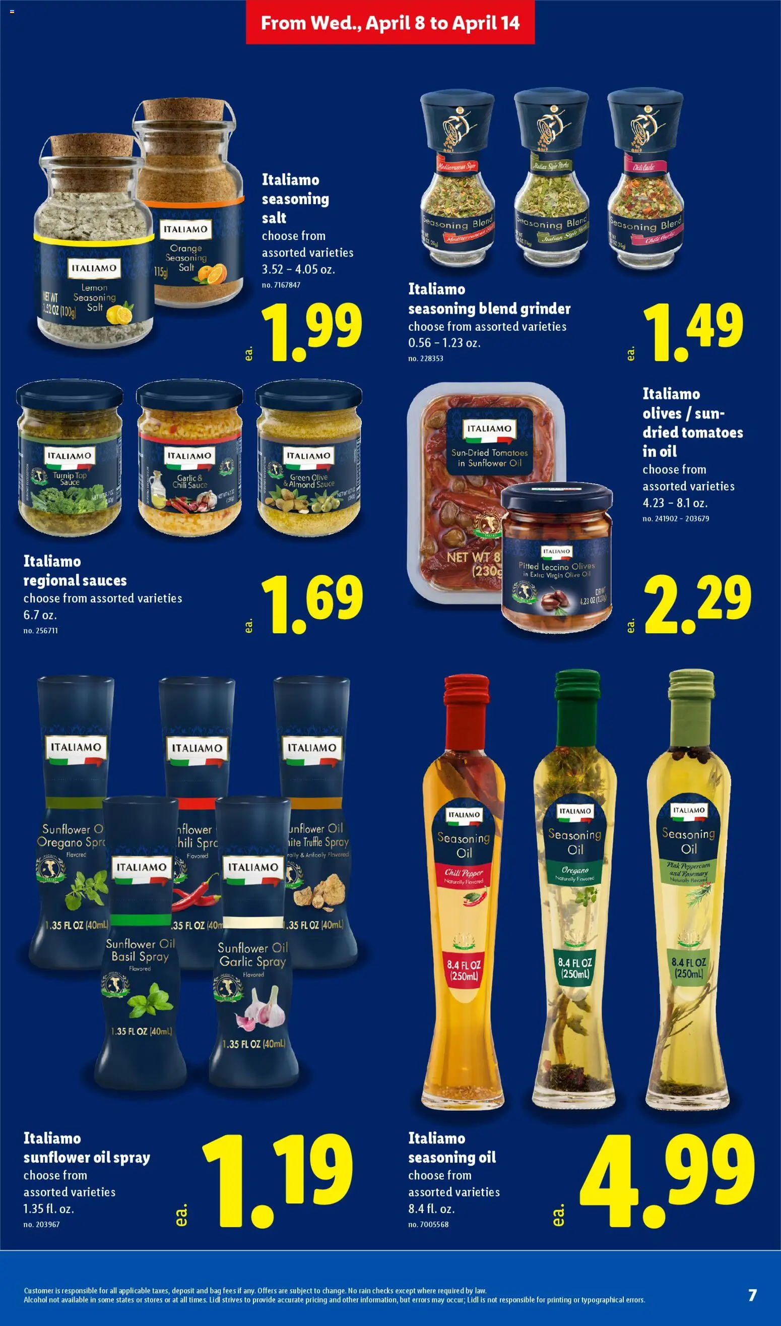 Lidl Weekly Ad - valid from 08.04.2026 | Page: 7 | Products: Oil, Tomatoes, Pepper, Grinder