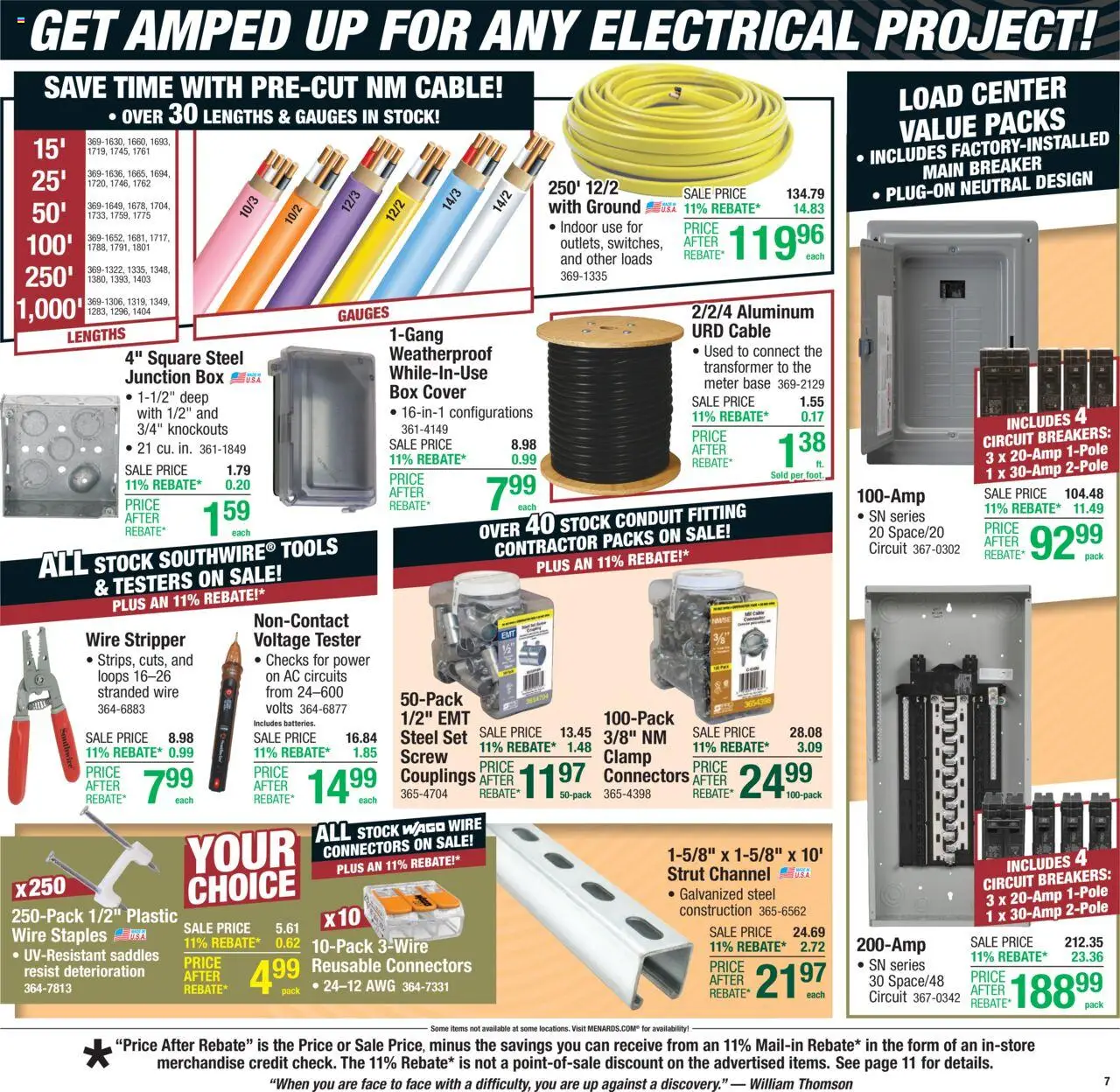 Menards Weekly Ad - valid from 03.07.2025 | Page: 10 | Products: Clamp, Box, Wire, Cable