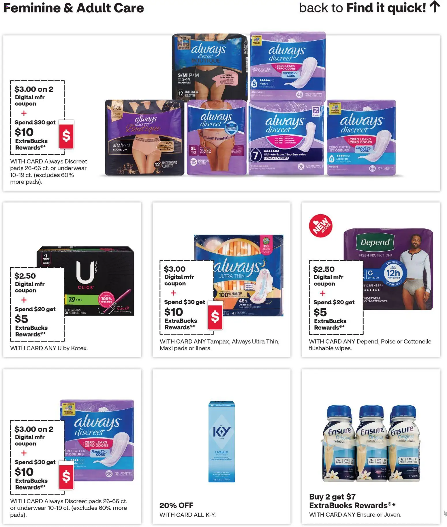 CVS Pharmacy Weekly Ad - WA - valid from 16.11.2025 | Page: 8 | Products: Pads, Tampons, Underwear