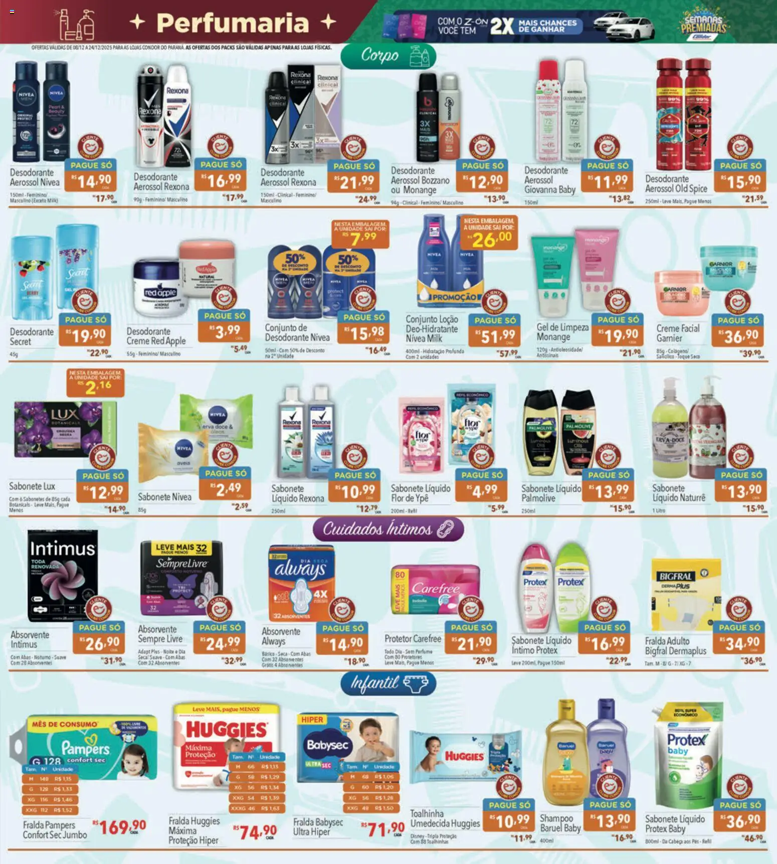 Supermercados Condor Folheto - válido de 08.12.2025 | Página: 23 | Produtos: Shampoo, Desodorante, Sempre Livre, Sabonete líquido