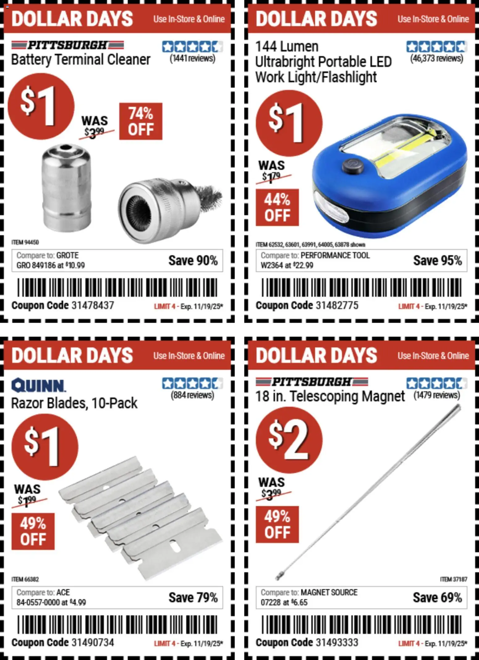 Harbor Freight Dollar Days - valid from 06.11.2025 | Page: 4 | Products: Battery, Magnet