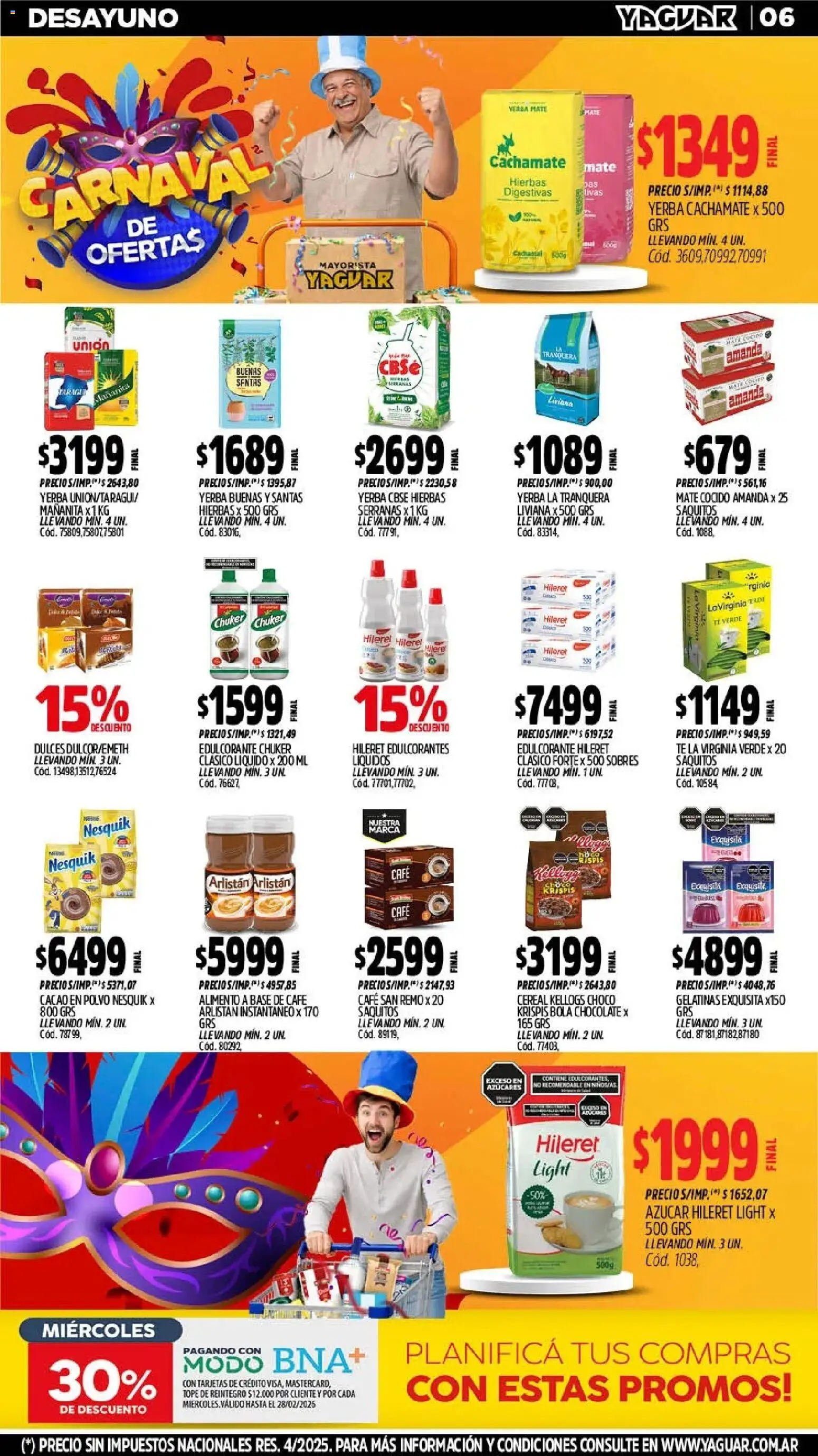 Yaguar - Oferta Semanal Trelew │ válido desde el 09.02.2026 | Página: 6 | Productos: Yerba, Chocolate, Té, Cacao