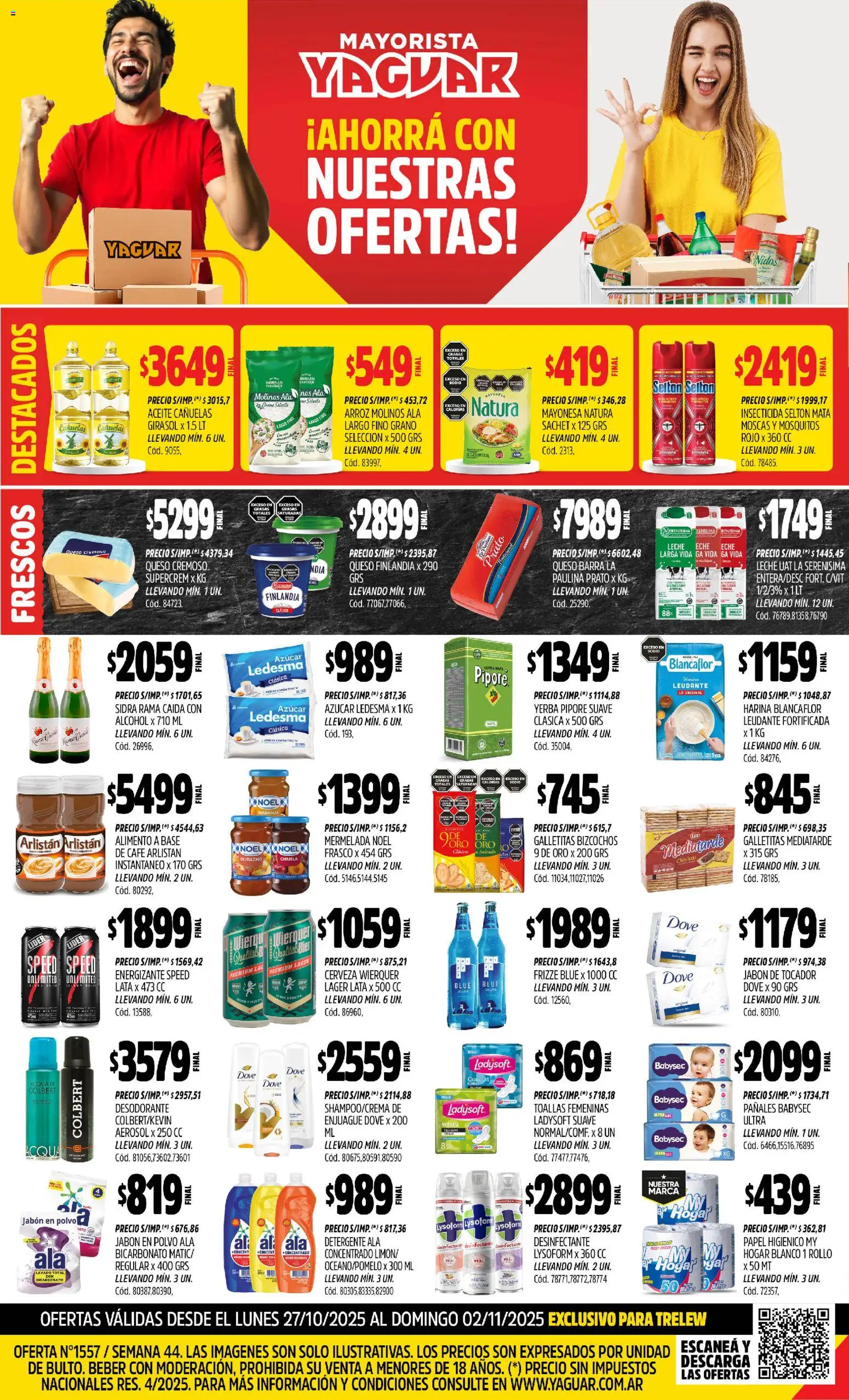 Yaguar - Trelew │ válido desde el 27.10.2025 | Página: 1 | Productos: Desinfectante, Harina, Café, Mermelada