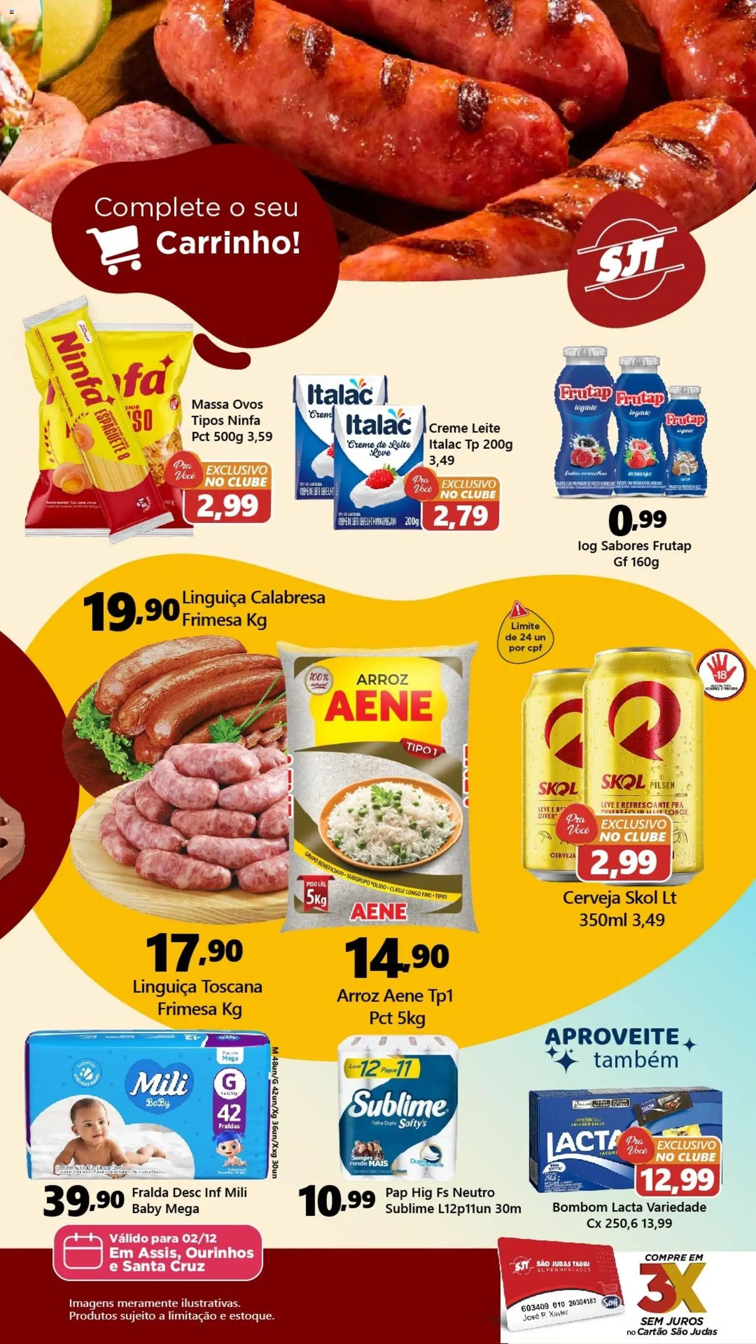 São Judas Tadeu Folheto - válido de 02.12.2025 | Página: 2 | Produtos: Espaguete, Linguiça, Cerveja, Creme de leite