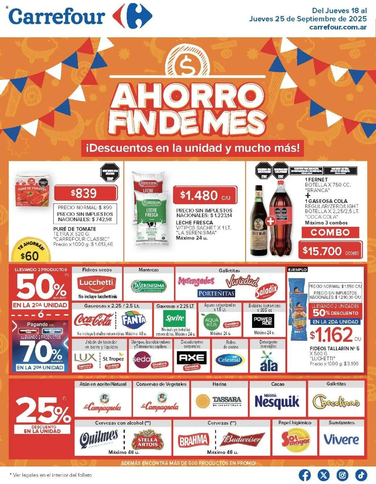 Carrefour ofertas - Comodoro │ válido desde el 18.09.2025 | Página: 1 | Productos: Atún, Detergente, Pure de Tomate, Cacao