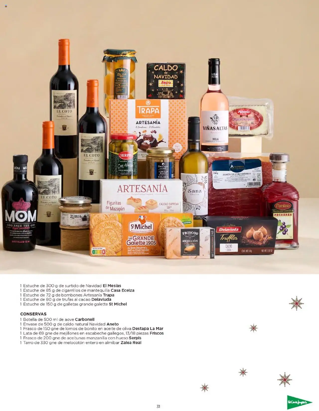 Nuevas ofertas de El Corte Inglés válidas en toda la República Mexicana desde el 03.10.2025. ¡Encuentra las mejores ofertas en El Corte Inglés - Catálogo Cestas Navidad 2025! | Página: 31 | Productos: Gin, Mantequilla, Aceite, Estuche