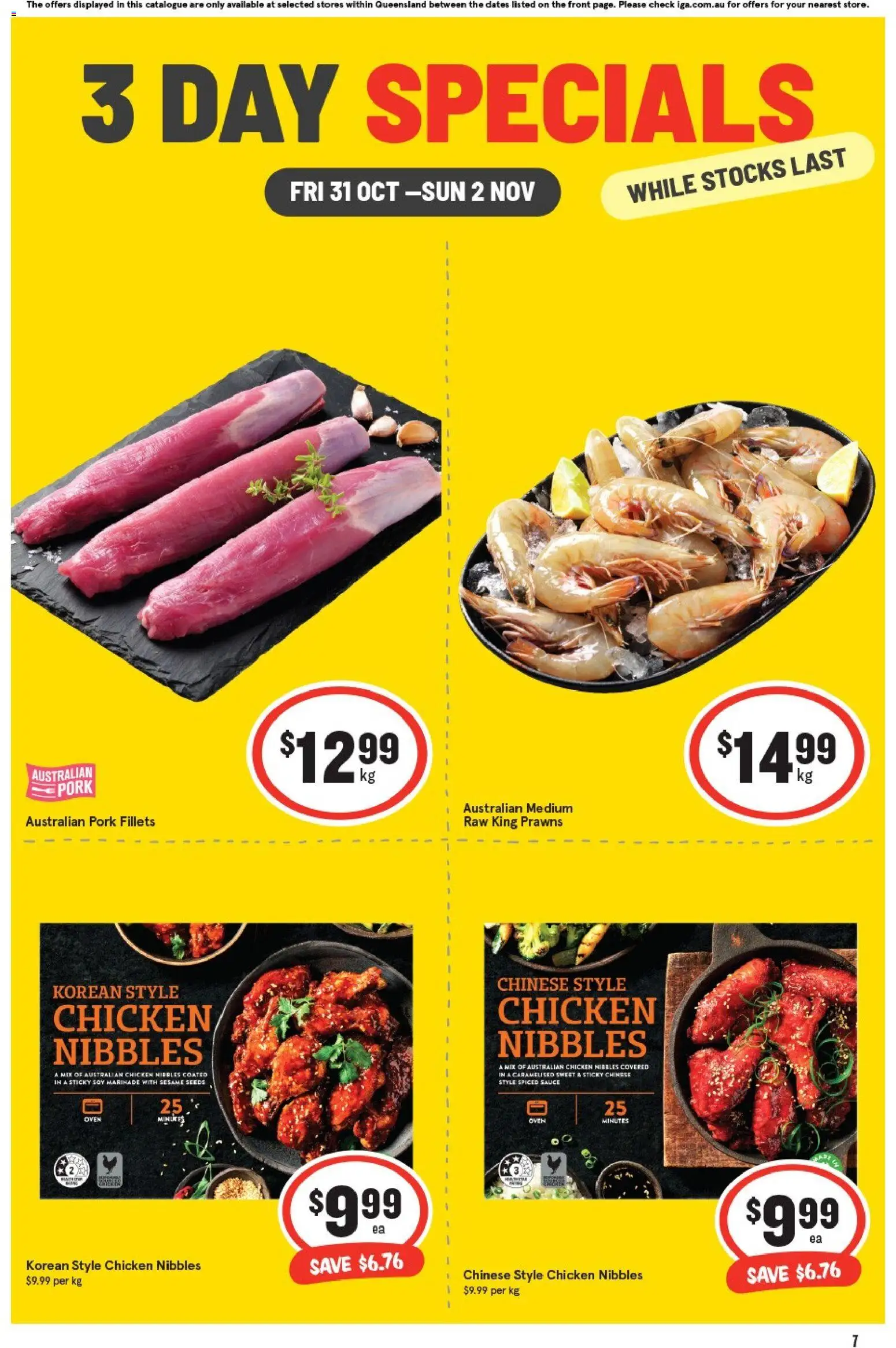 IGA catalogue - valid from 31.10.2025 | Page: 1 | Products: Pork, Prawns, Seeds, Oven