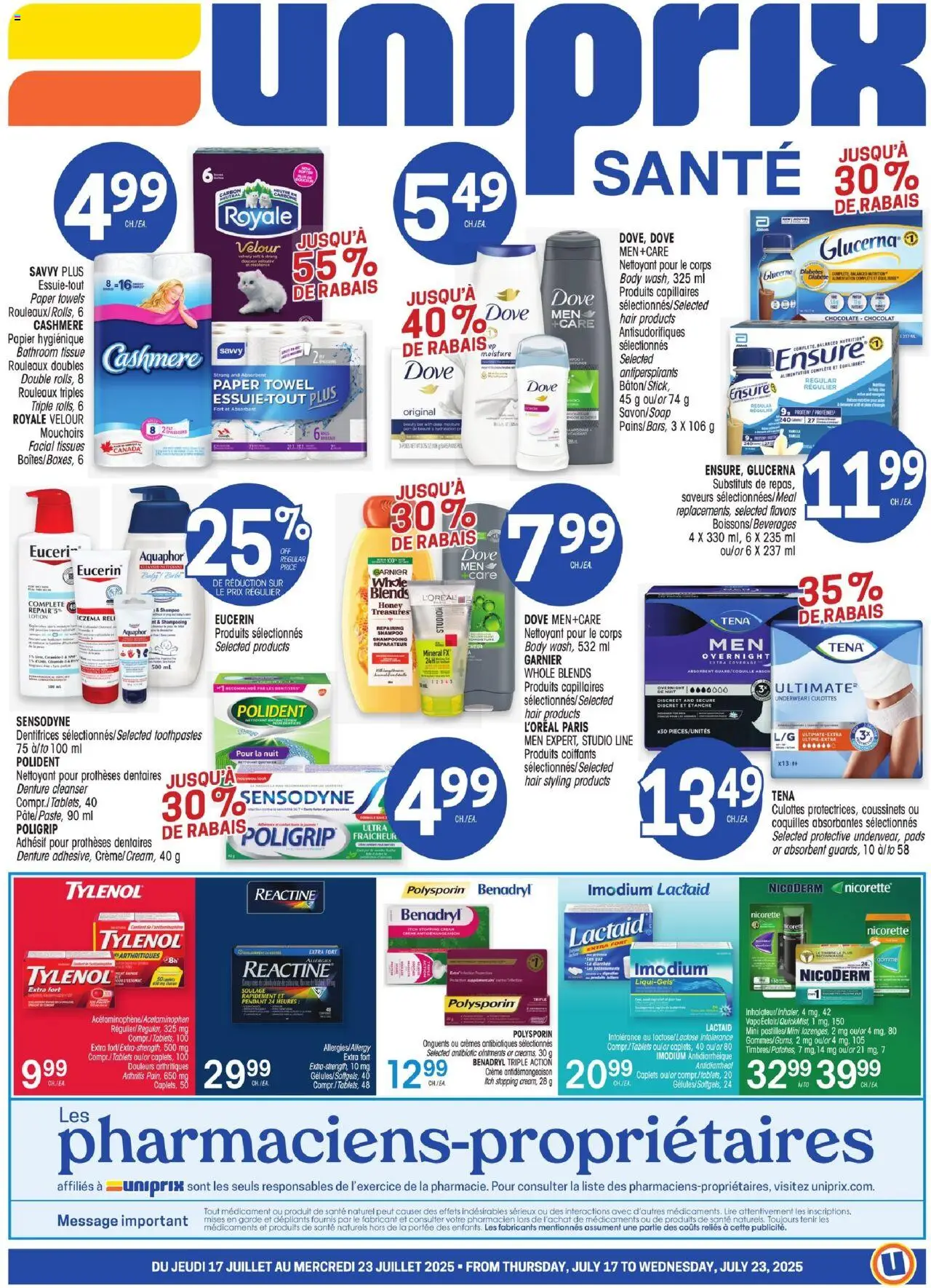 Uniprix flyer valid from 17.07.2025 | Page: 1 | Products: Shampoo, Underwear